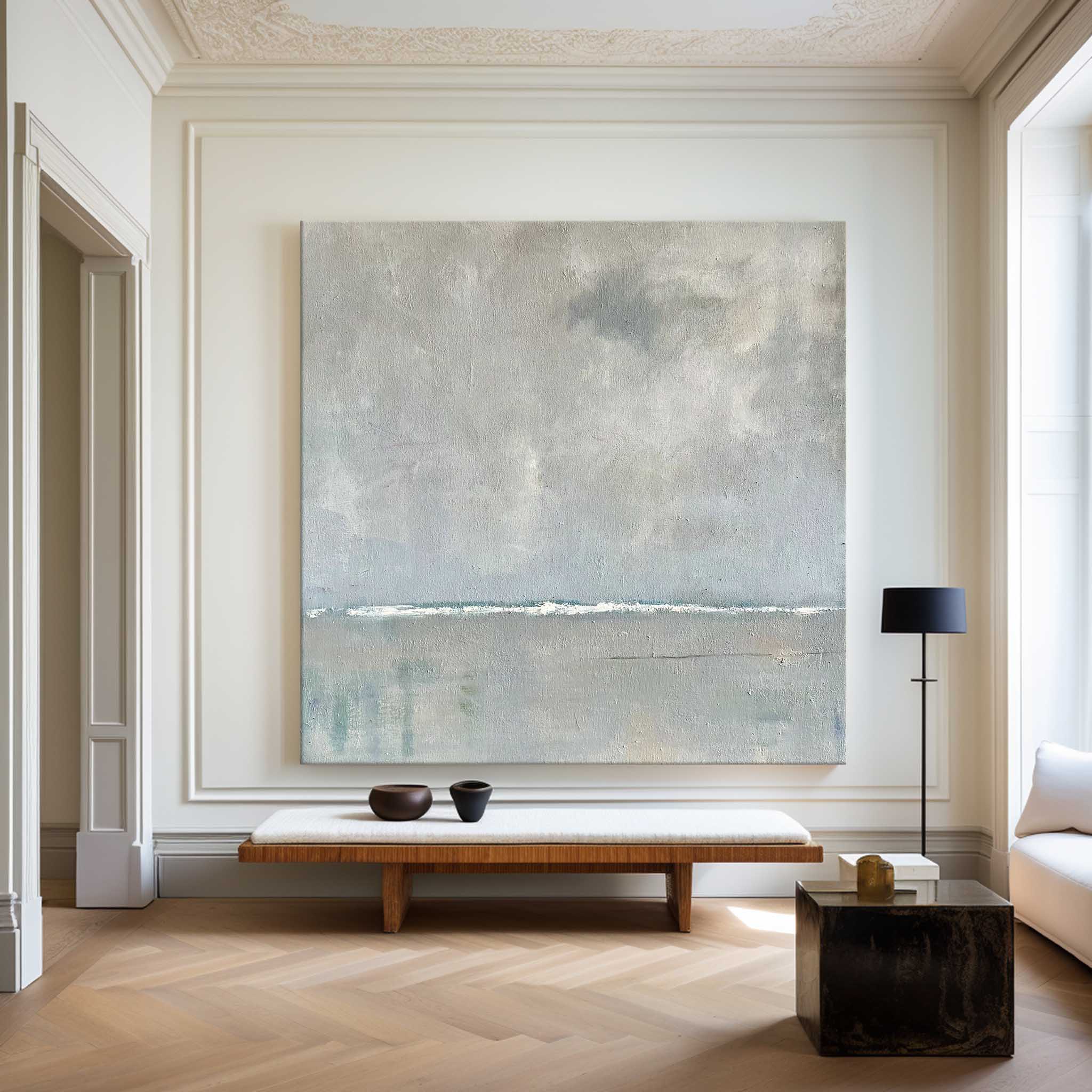 Soft Gray Coastal Seascape Minimalist Wall Art