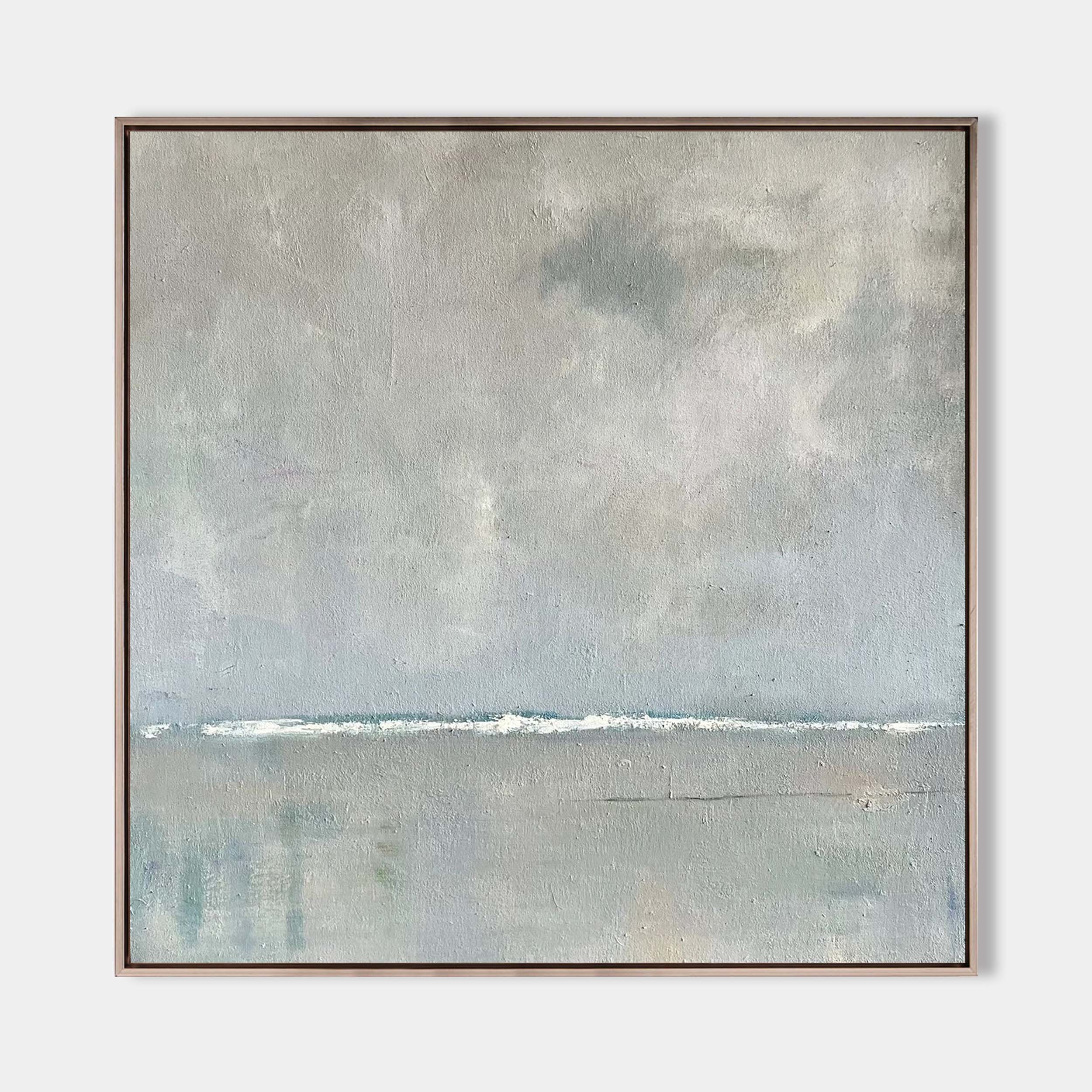 Soft Gray Coastal Seascape Minimalist Wall Art