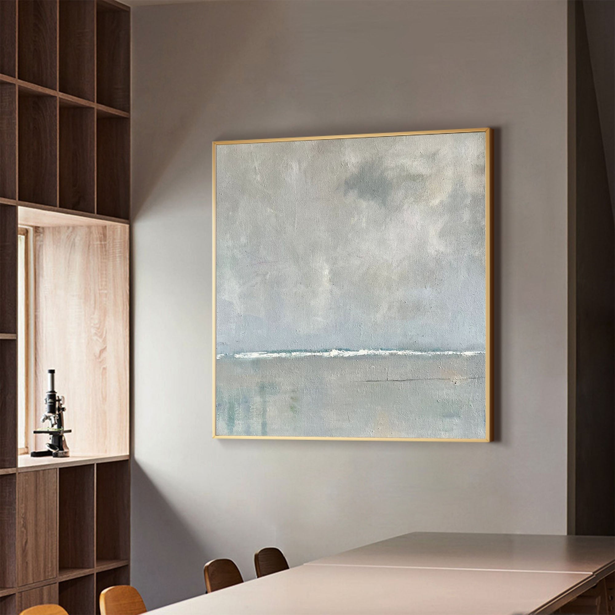 Soft Gray Coastal Seascape Minimalist Wall Art