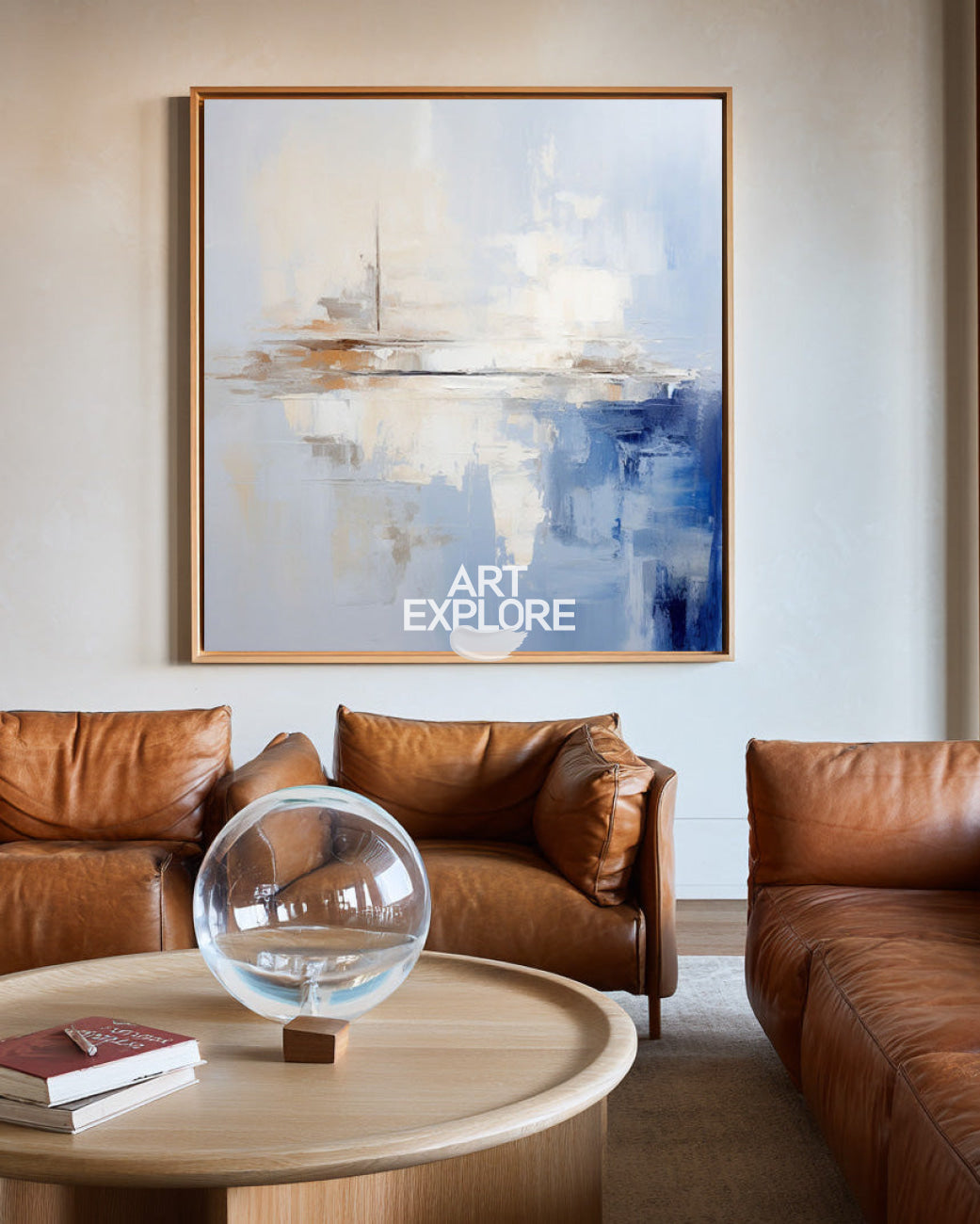 Soft Blue White Abstract Coastal Textured Wall Art