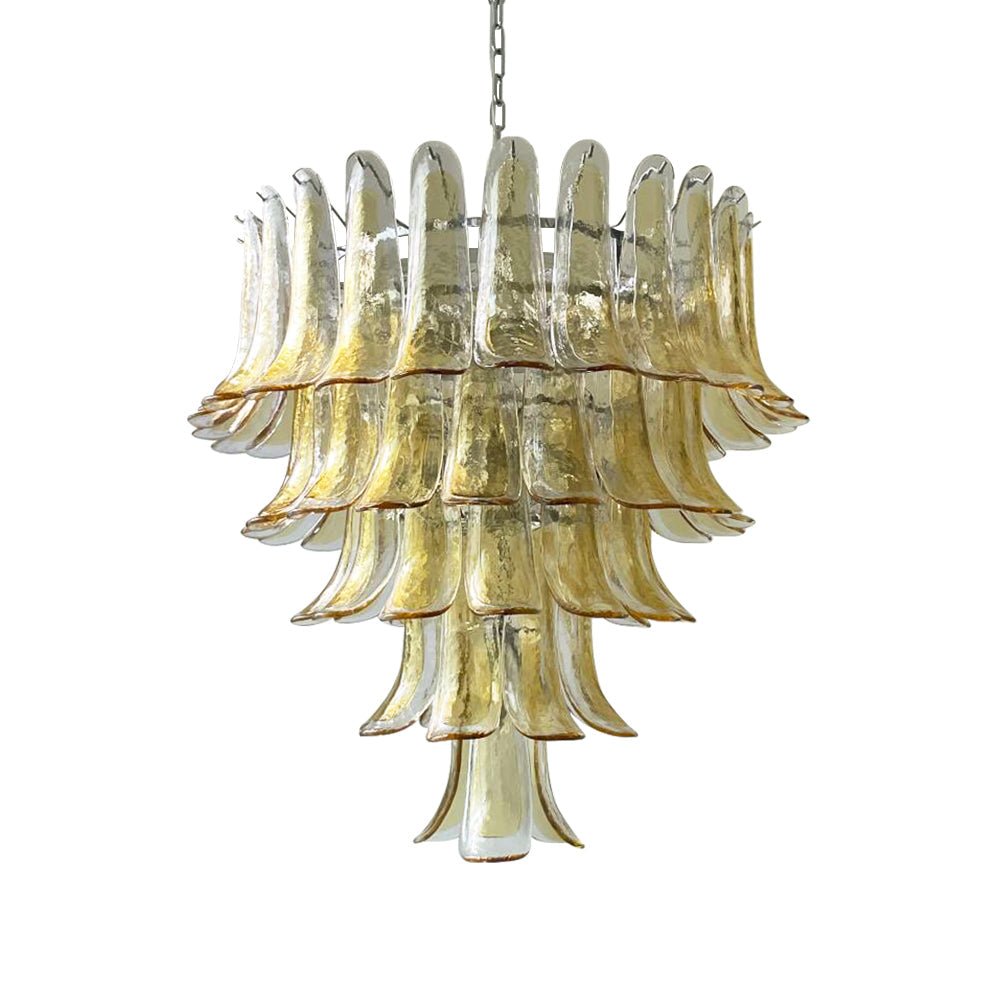 Aurora Chandelier Amber Petals Murano Glass Layered Lotus