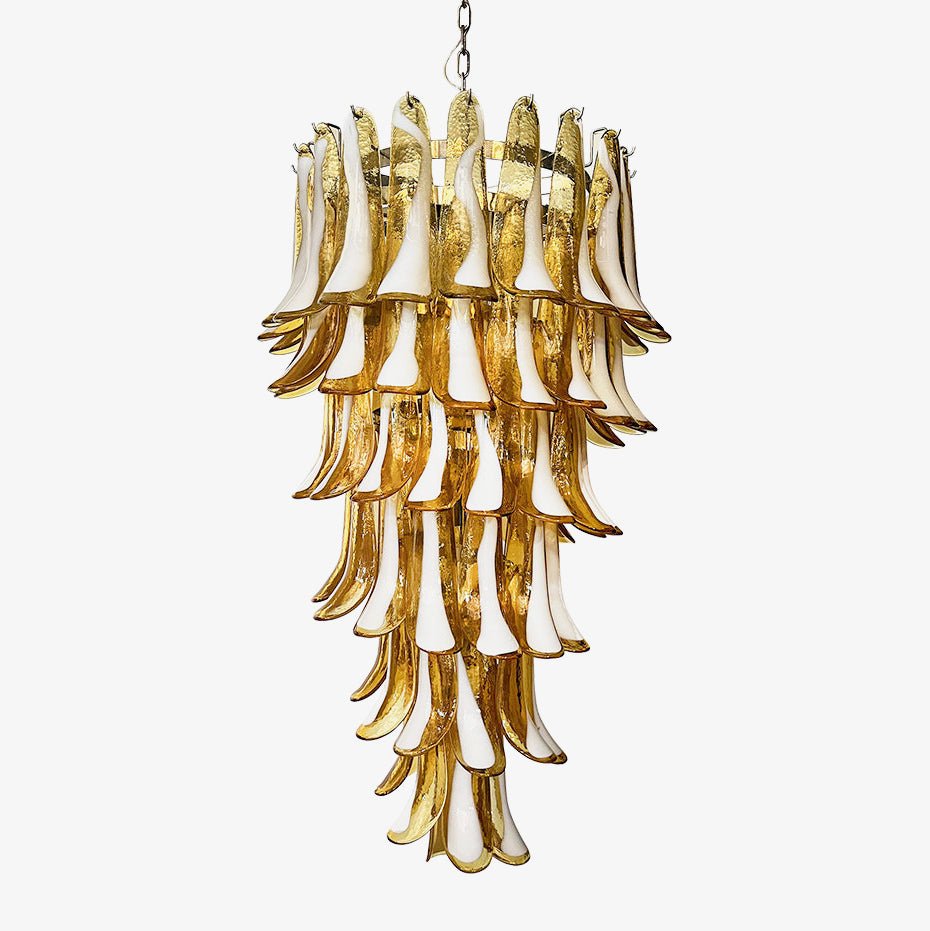 Aurora Chandelier Amber White Murano Spiral Petals