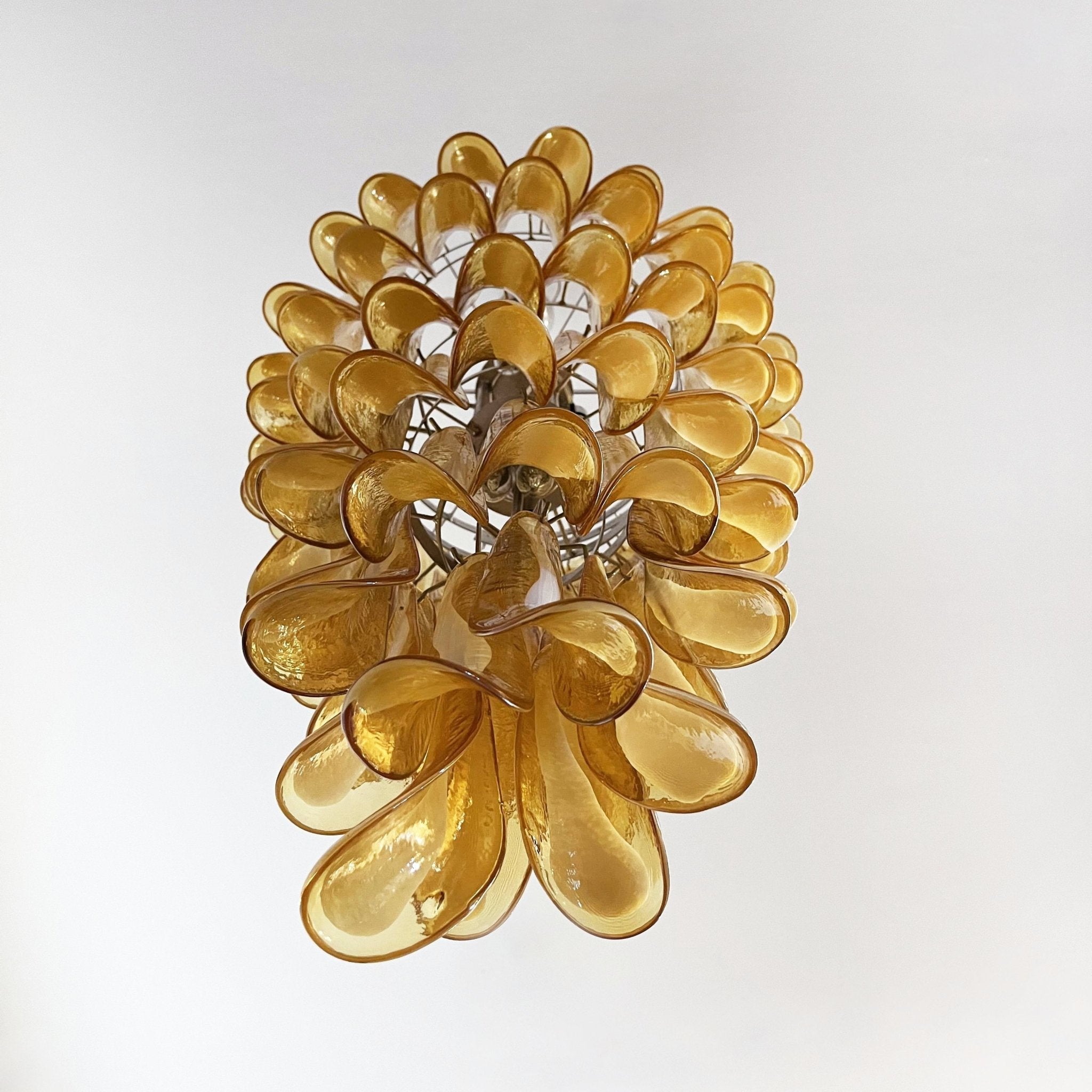 Aurora Chandelier Amber White Murano Spiral Petals