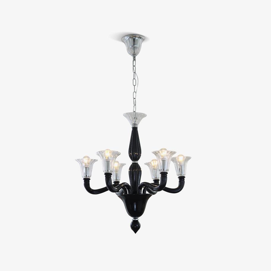 Aurora Chandelier Black Murano Candle Arm Glass Classic