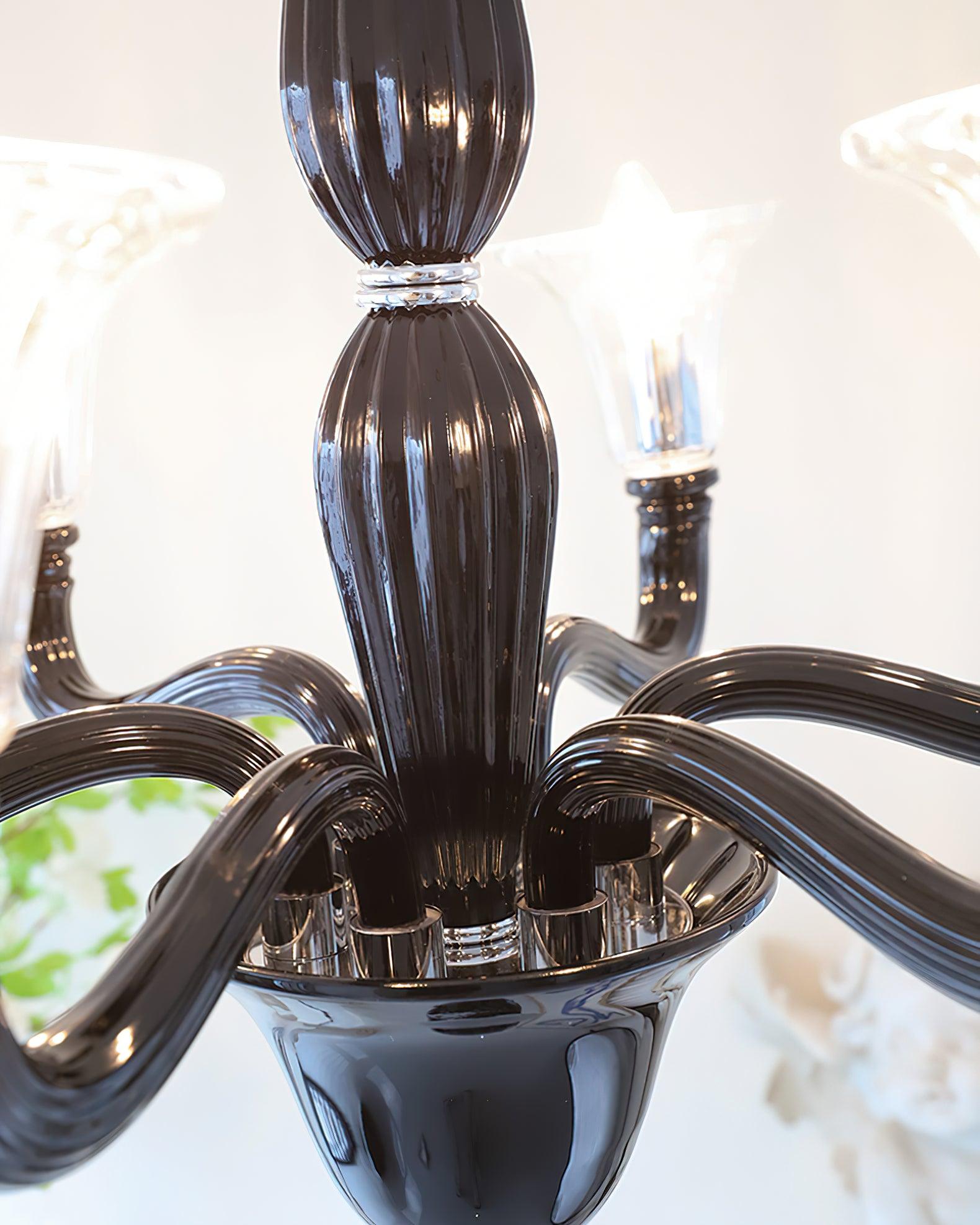 Aurora Chandelier Black Murano Candle Arm Glass Classic
