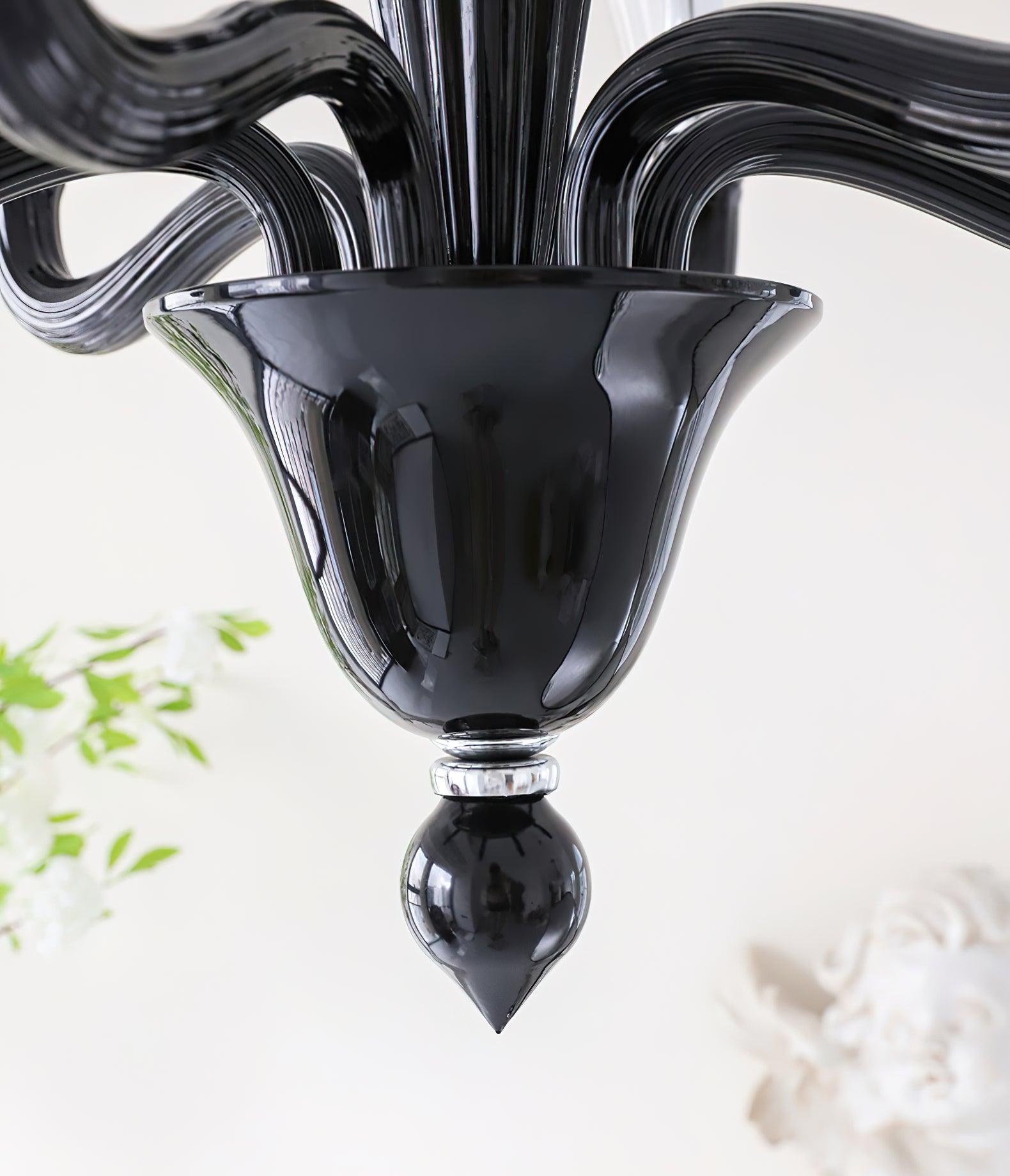 Aurora Chandelier Black Murano Candle Arm Glass Classic