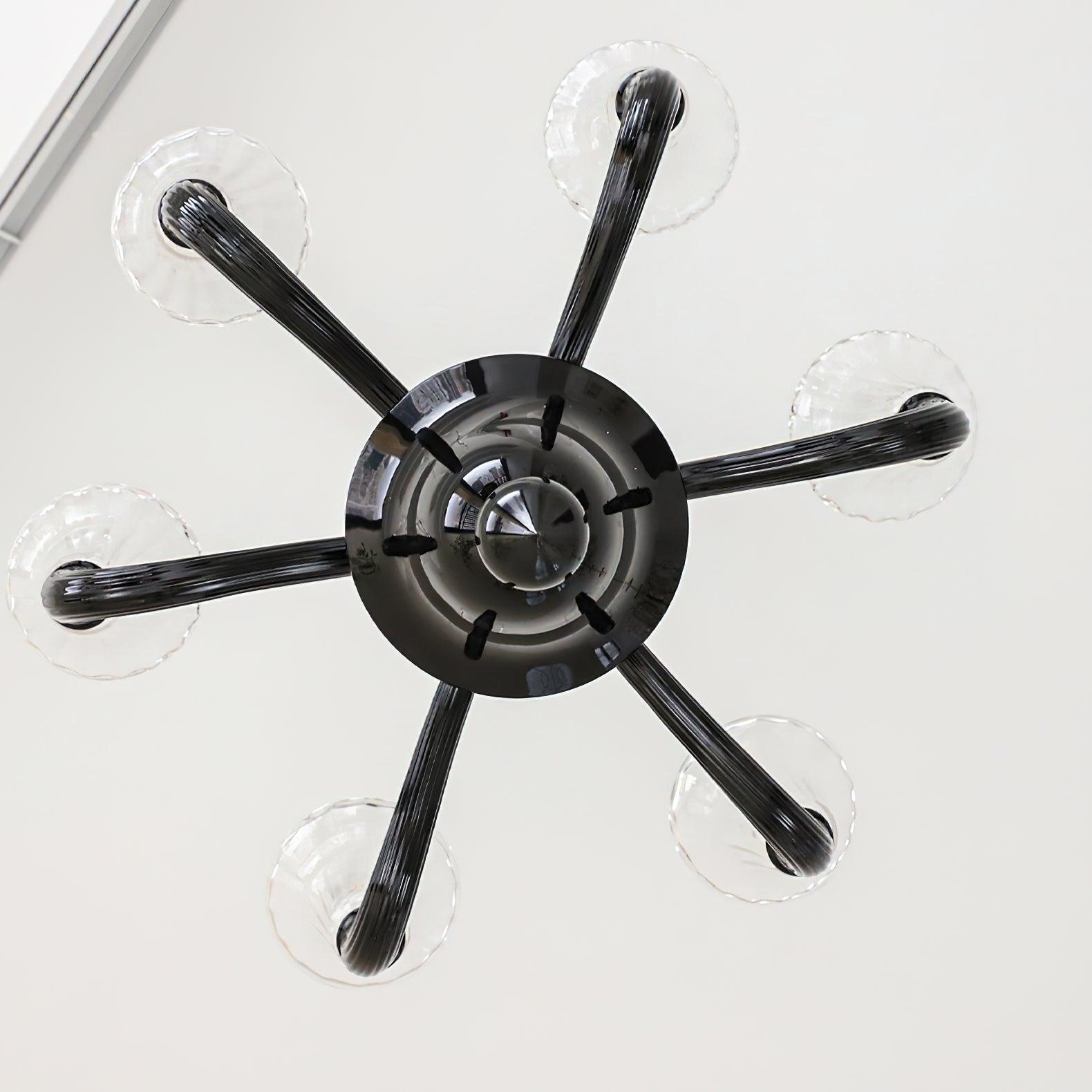 Aurora Chandelier Black Murano Candle Arm Glass Classic