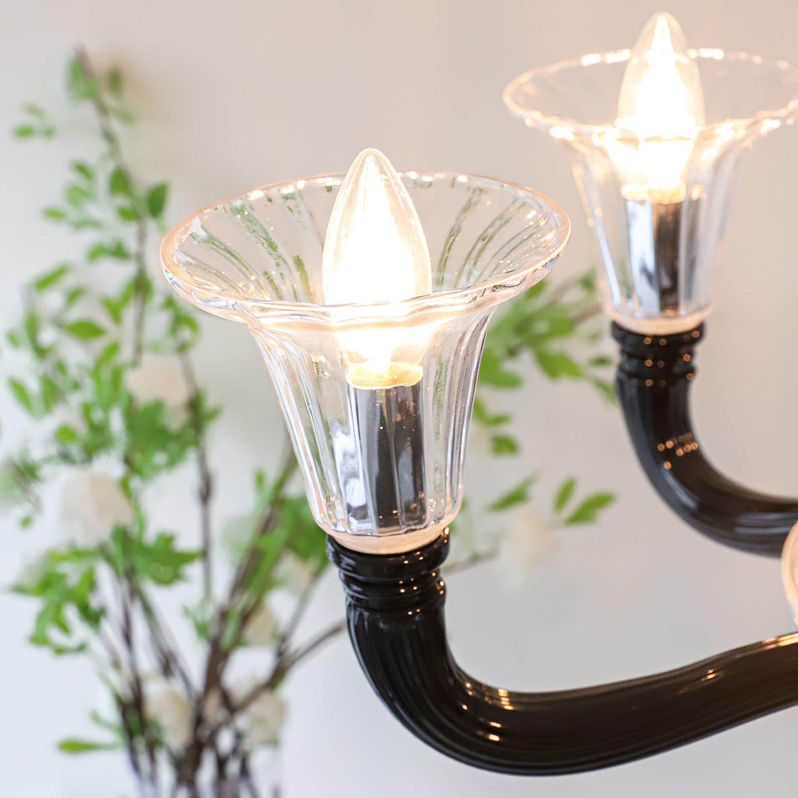 Aurora Chandelier Black Murano Candle Arm Glass Classic