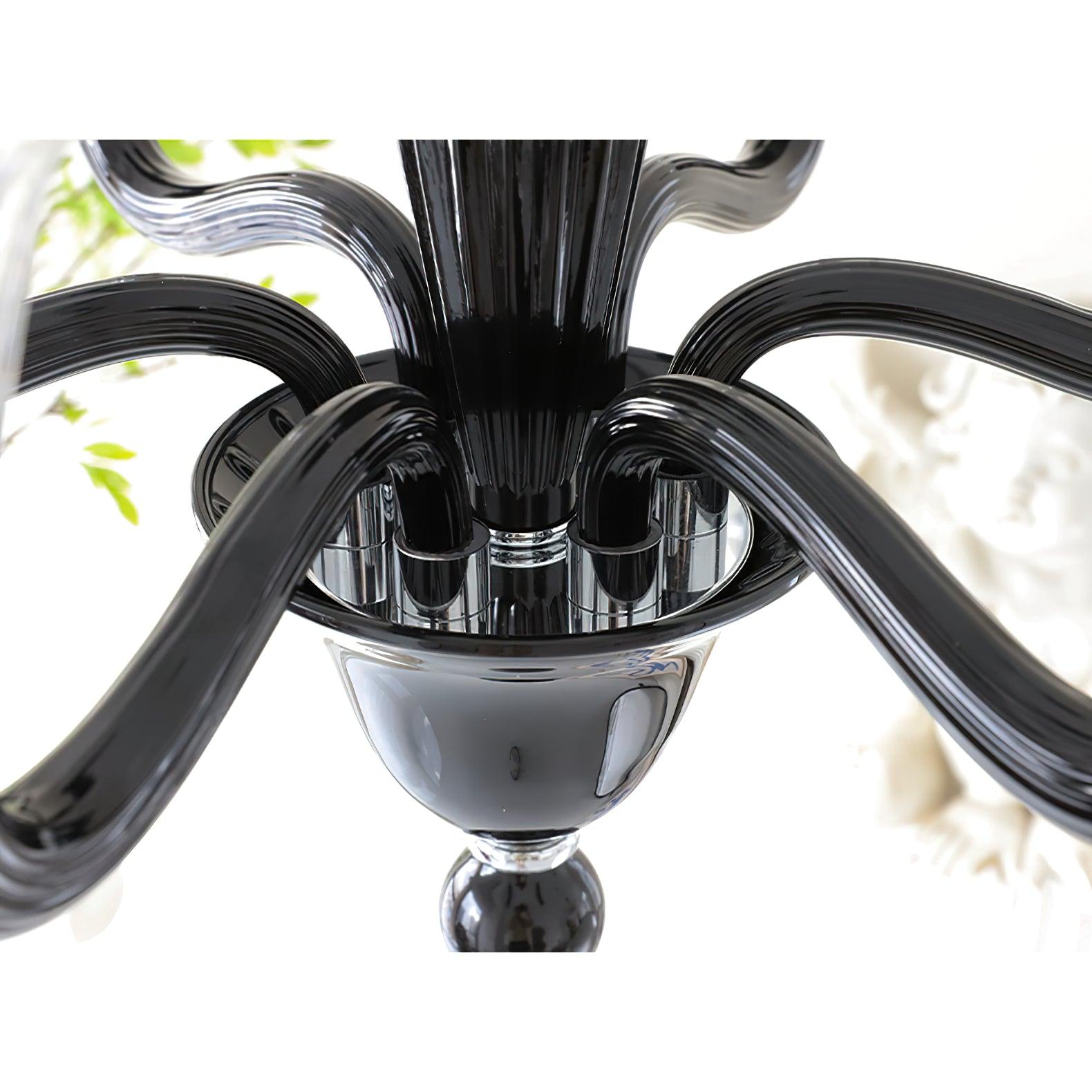 Aurora Chandelier Black Murano Candle Arm Glass Classic