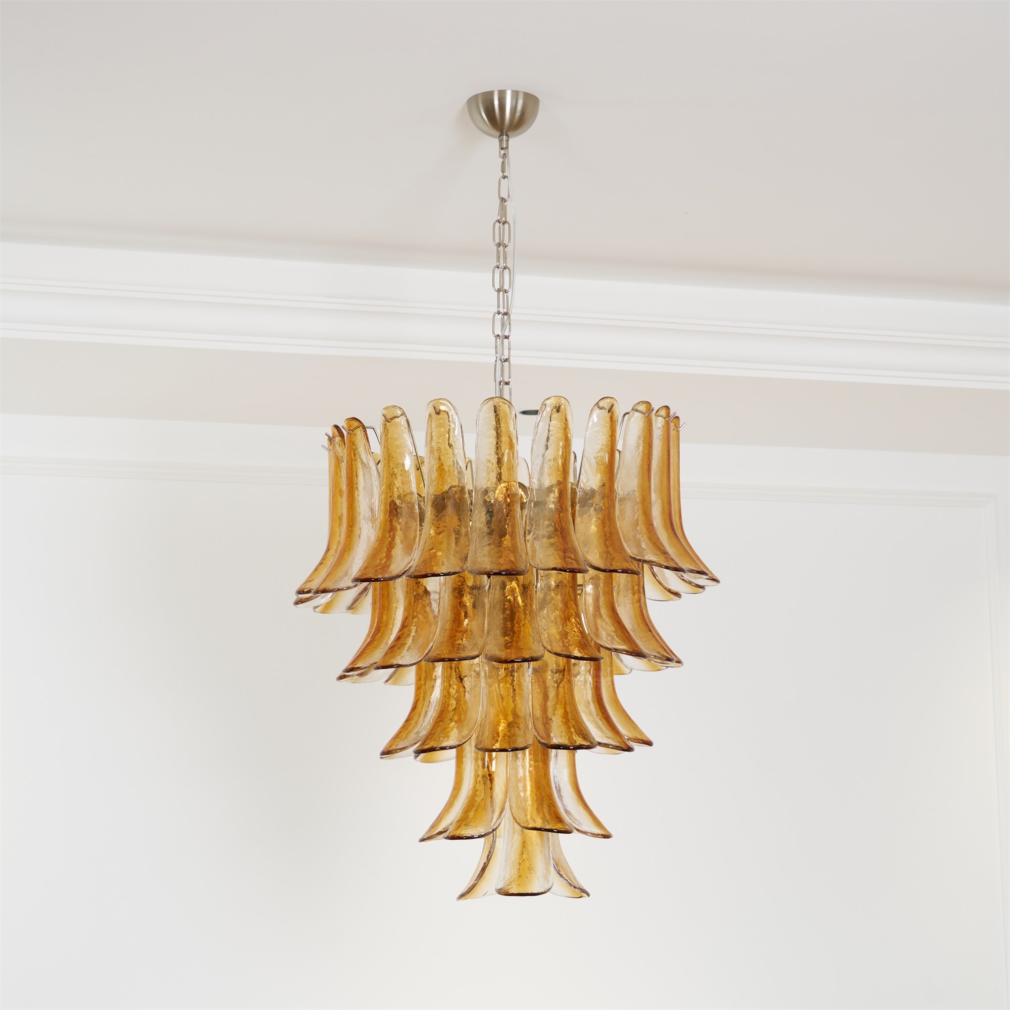 Aurora Chandelier Amber Lily Murano Glass Layered Centerpiece