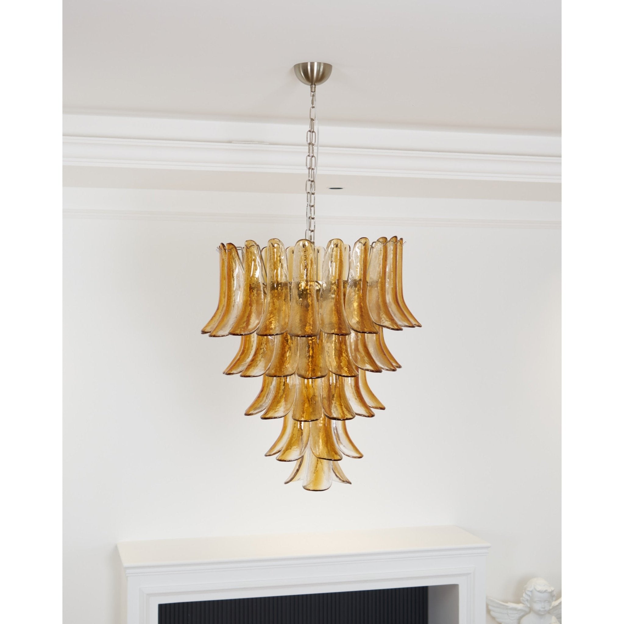 Aurora Chandelier Amber Lily Murano Glass Layered Centerpiece