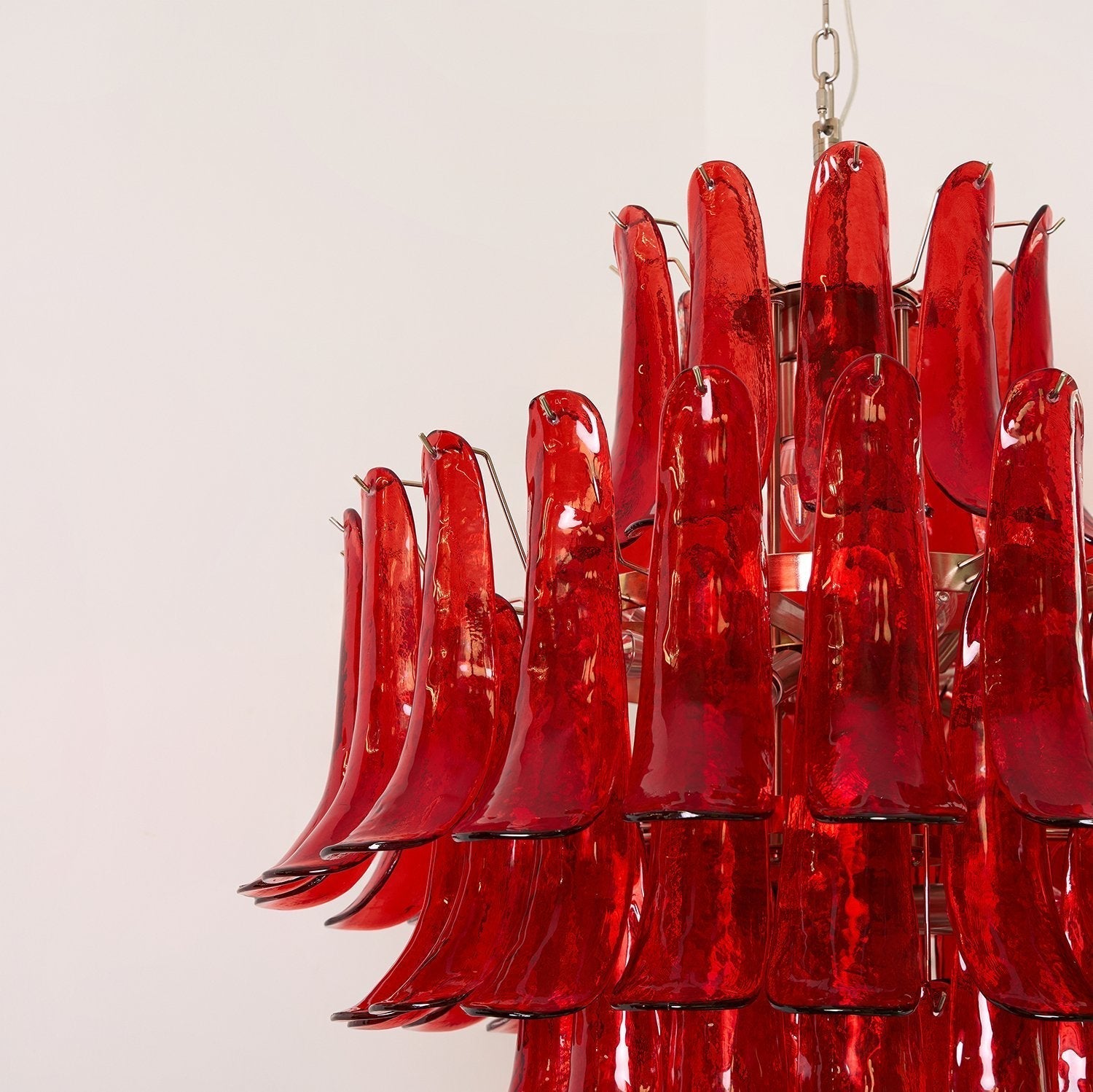Aurora Chandelier Crimson Murano Petals Bold Art Glass