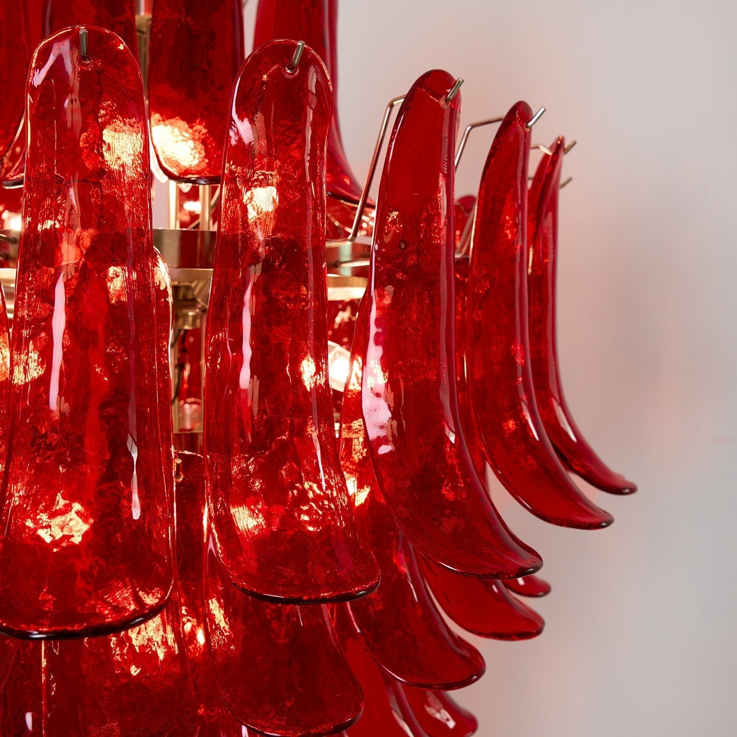 Aurora Chandelier Crimson Murano Petals Bold Art Glass