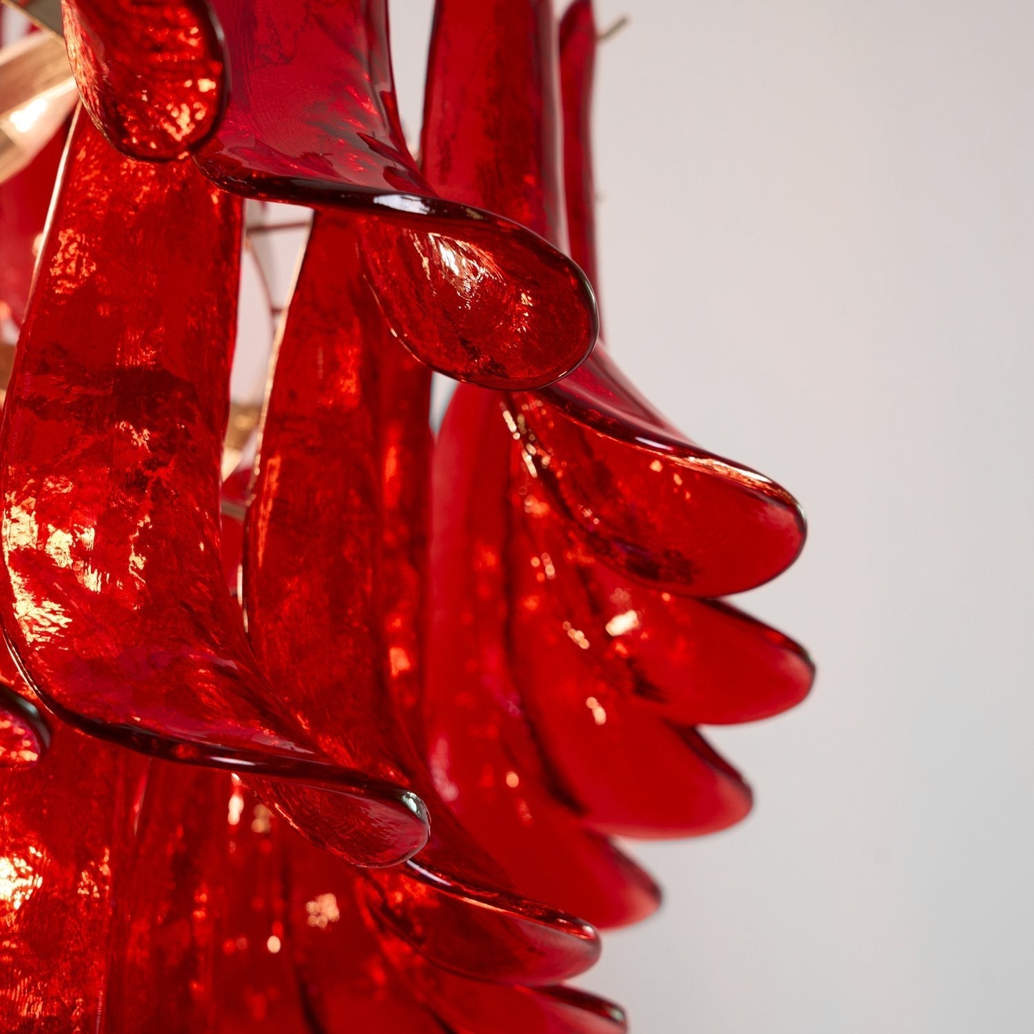 Aurora Chandelier Crimson Murano Petals Bold Art Glass