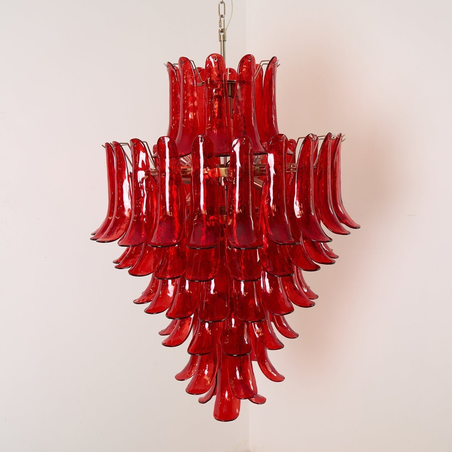 Aurora Chandelier Crimson Murano Petals Bold Art Glass