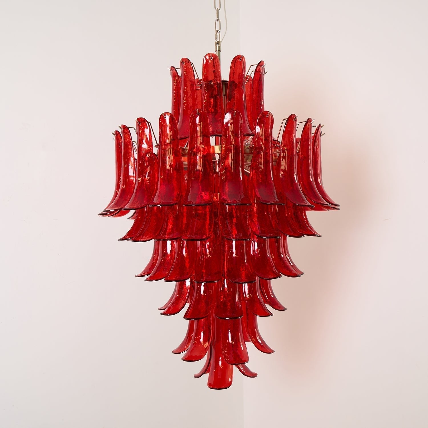 Aurora Chandelier Crimson Murano Petals Bold Art Glass