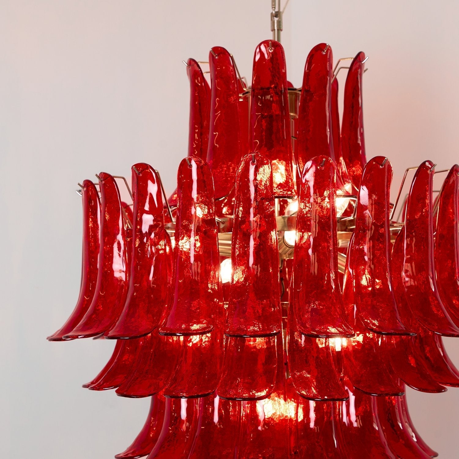 Aurora Chandelier Crimson Murano Petals Bold Art Glass