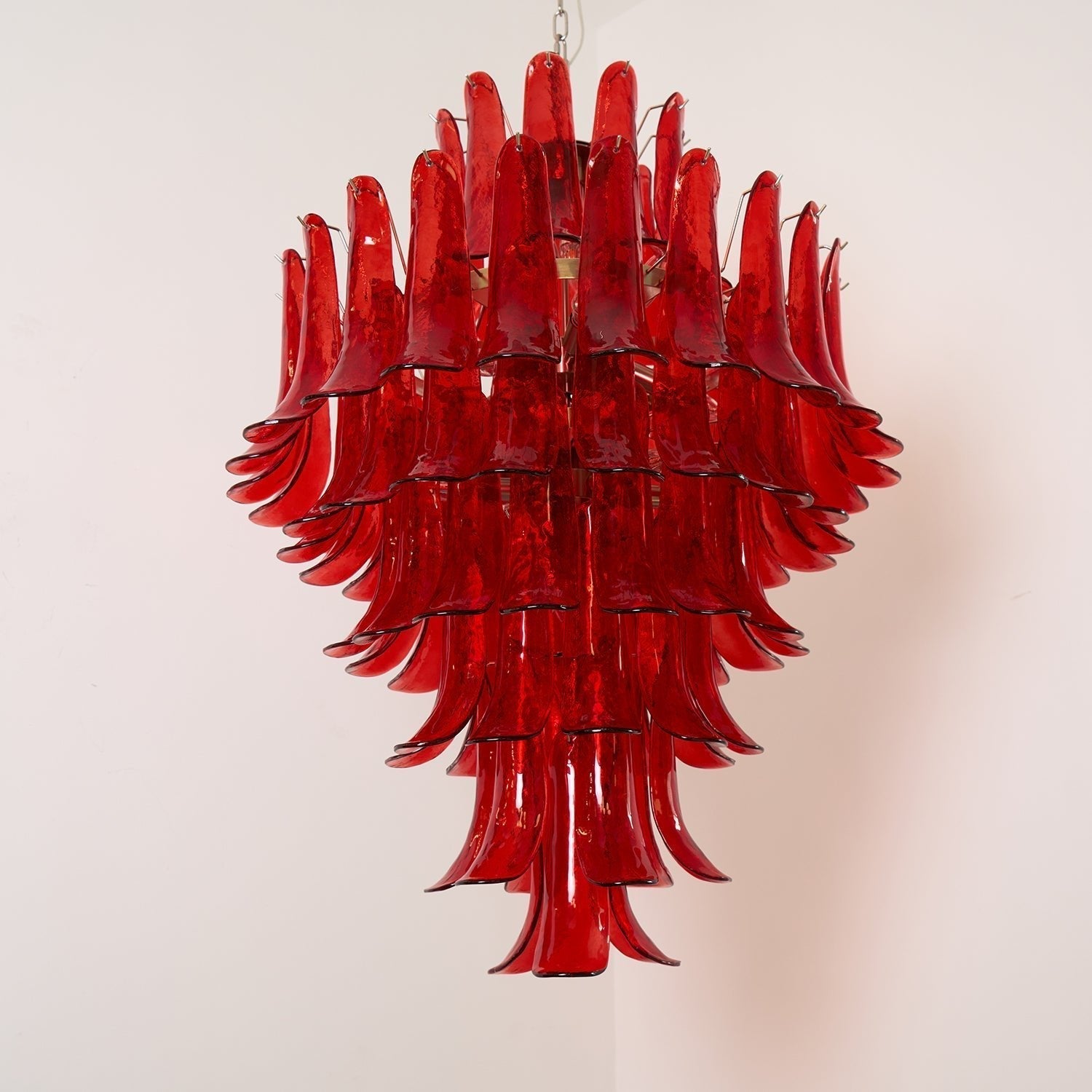 Aurora Chandelier Crimson Murano Petals Bold Art Glass