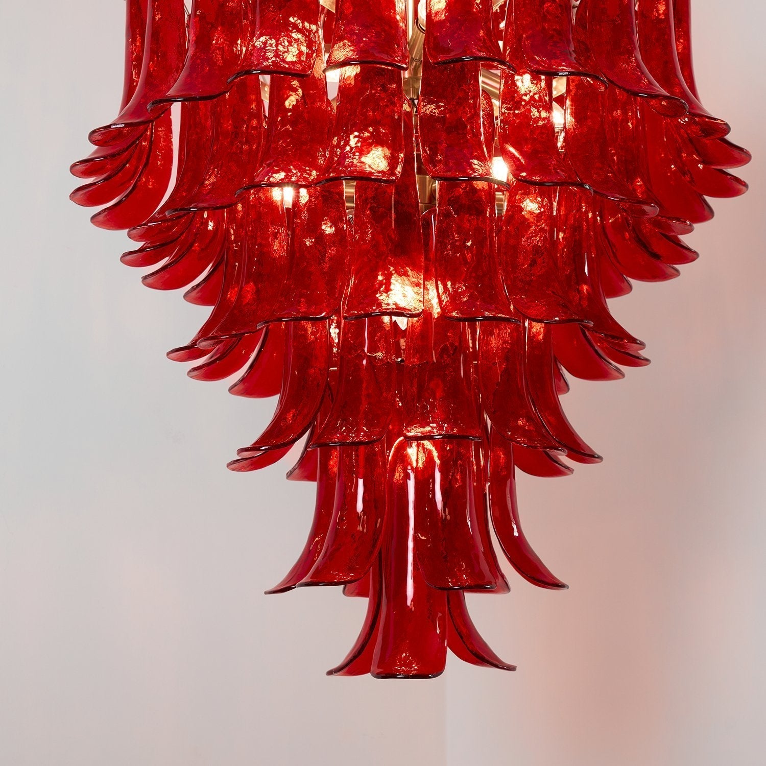 Aurora Chandelier Crimson Murano Petals Bold Art Glass