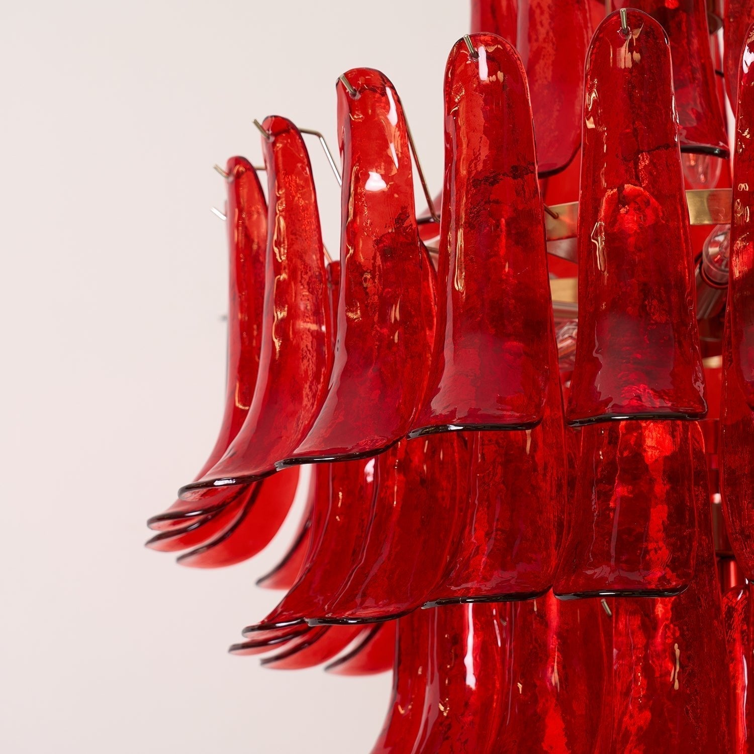 Aurora Chandelier Crimson Murano Petals Bold Art Glass