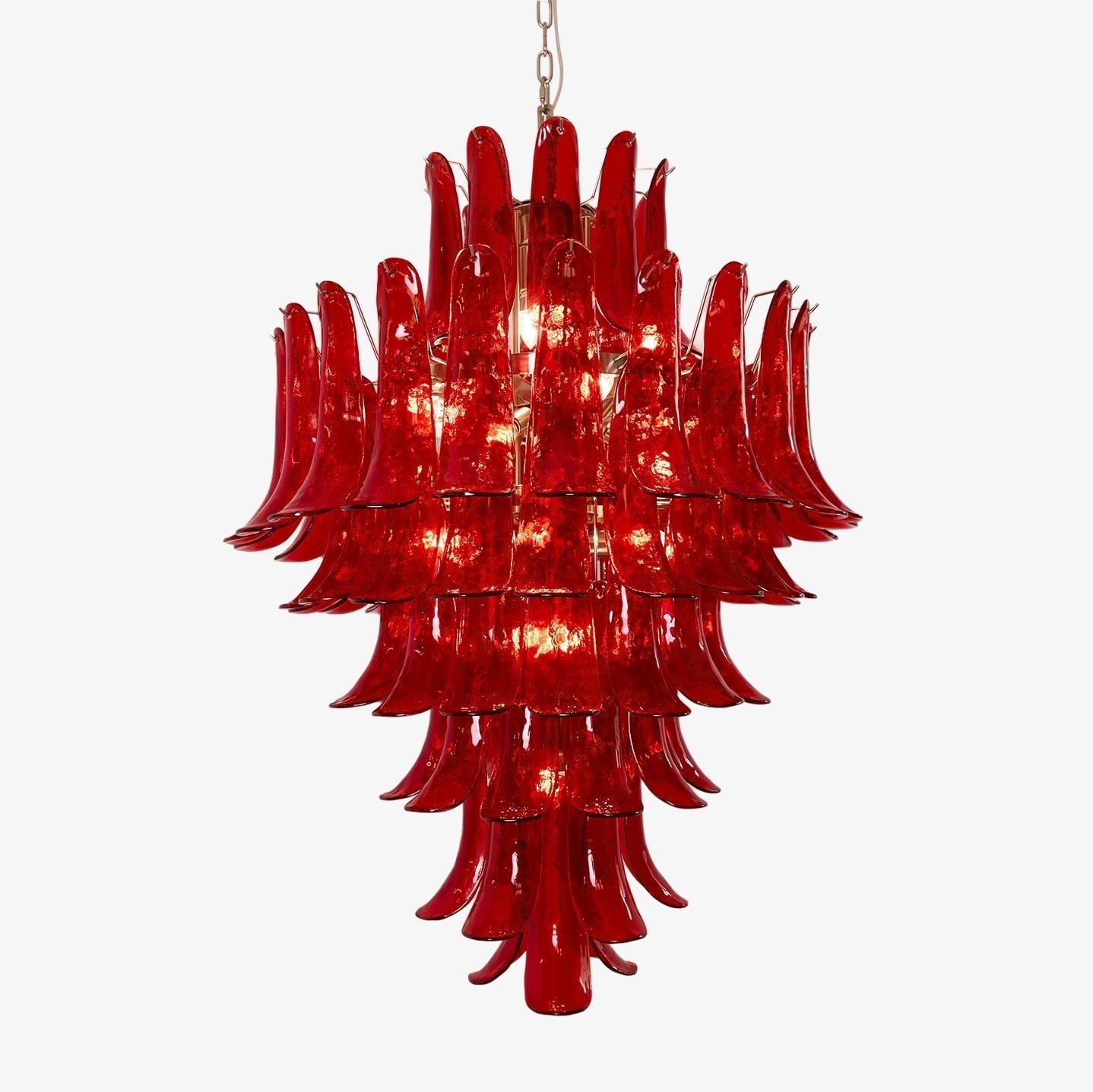 Aurora Chandelier Crimson Murano Petals Bold Art Glass