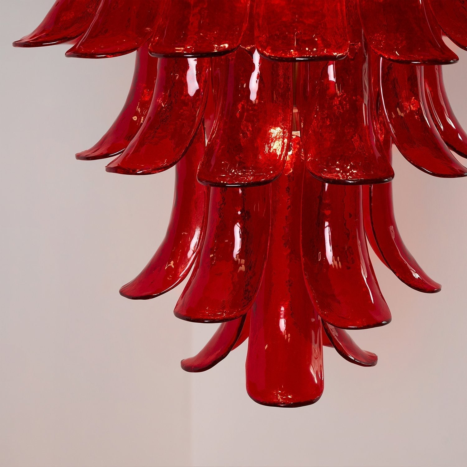 Aurora Chandelier Crimson Murano Petals Bold Art Glass