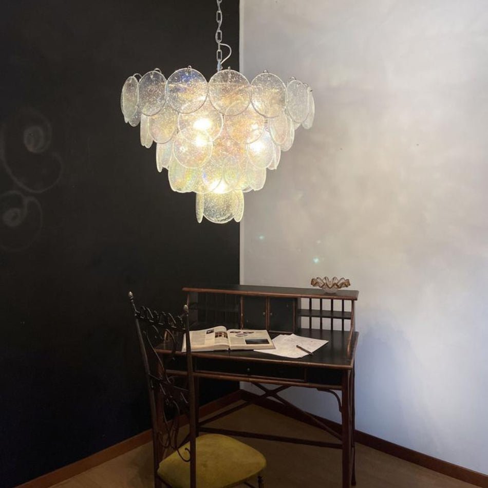 Aurora Chandelier Iridescent Murano Glass Disc