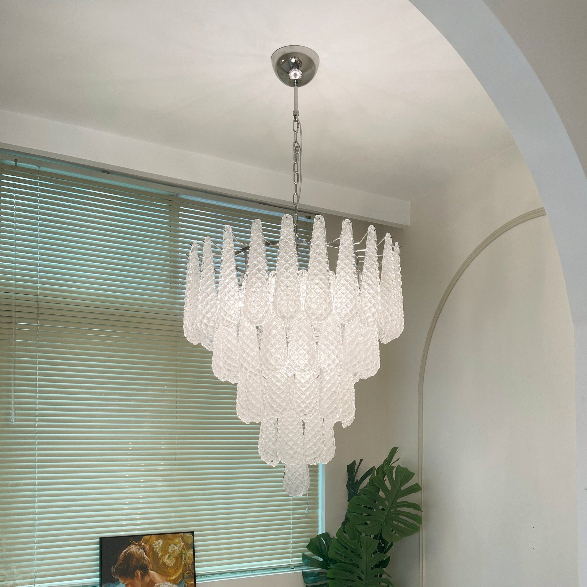 Aurora Chandelier Clear Murano Glass Dewdrop Layered