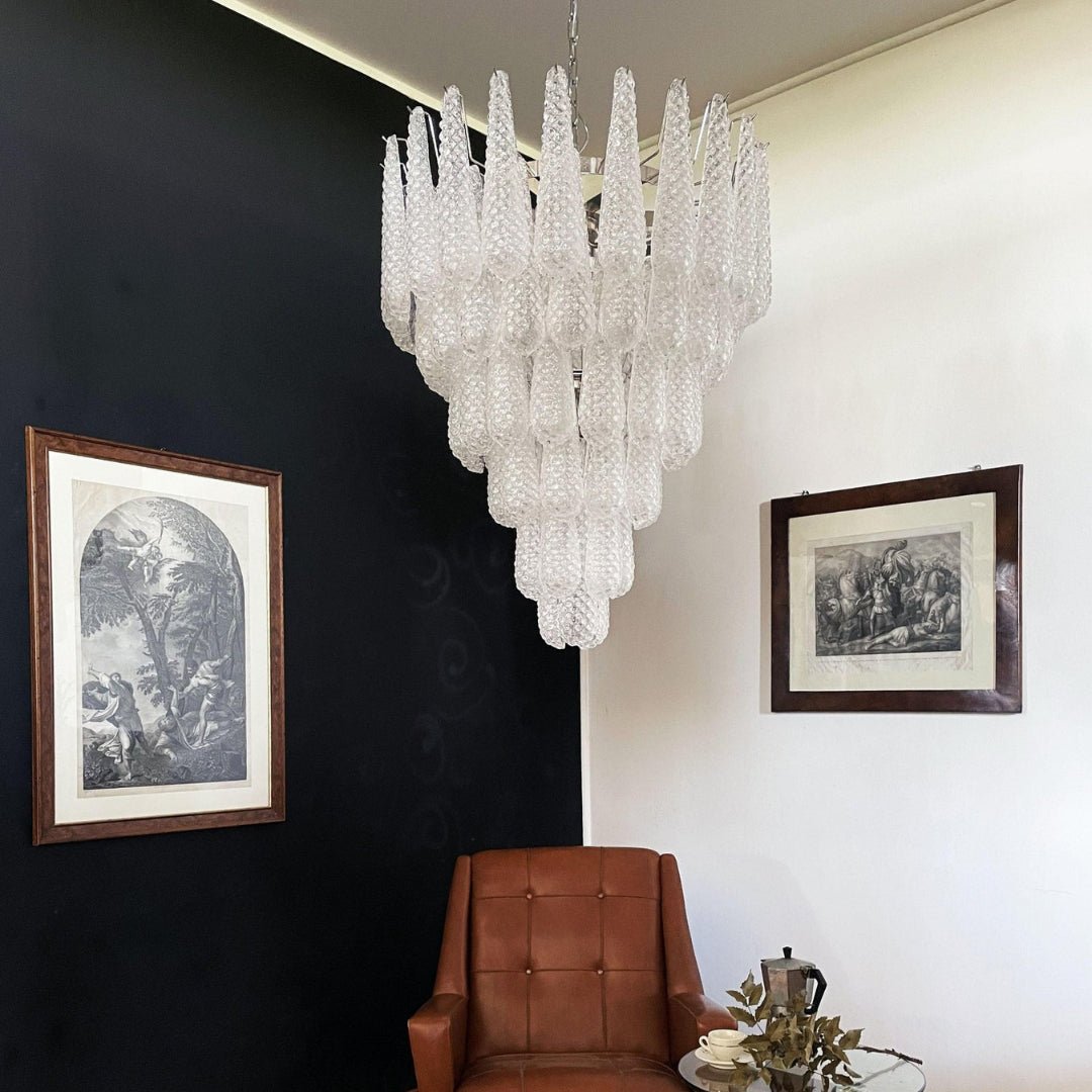 Aurora Chandelier Clear Murano Glass Dewdrop Layered