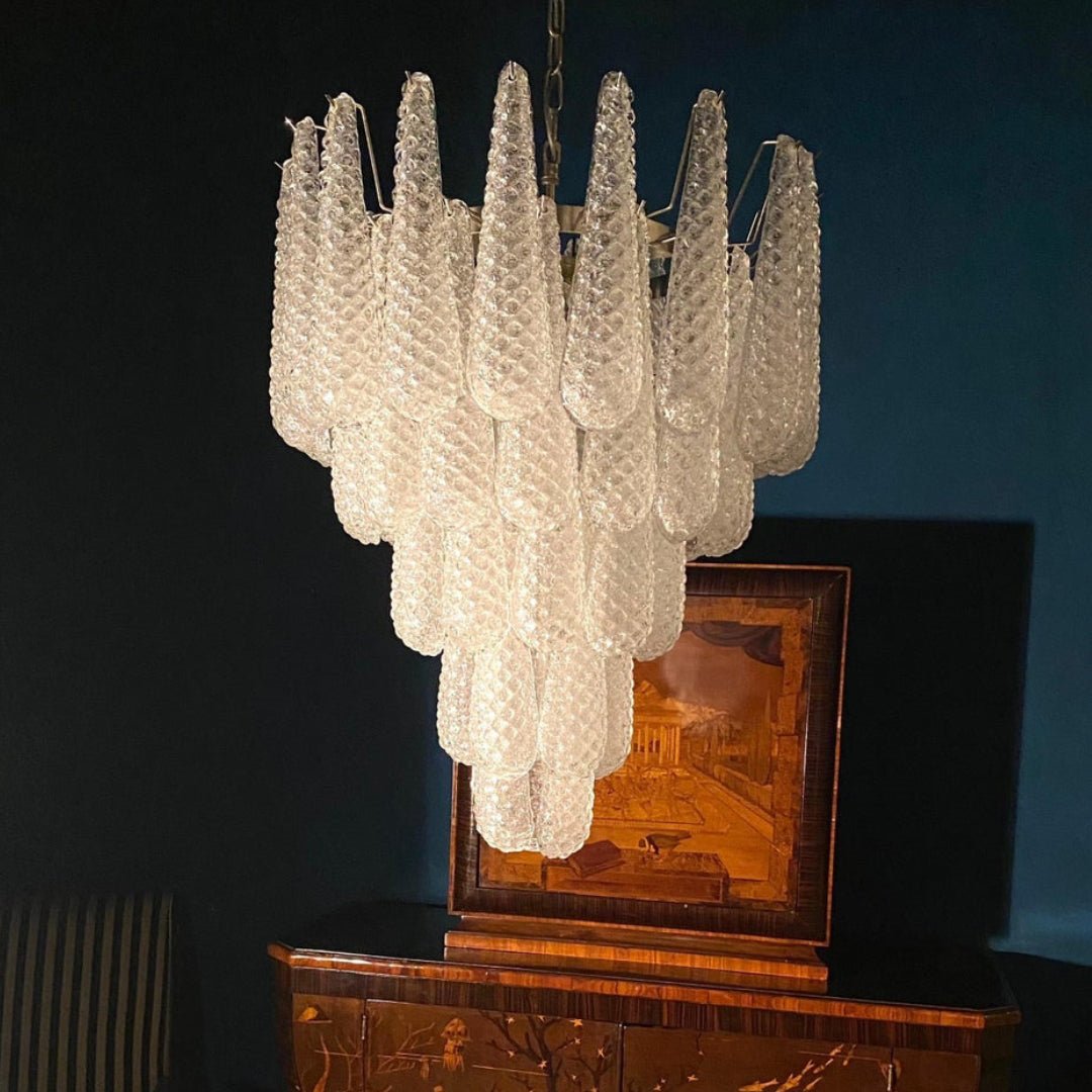 Aurora Chandelier Clear Murano Glass Dewdrop Layered