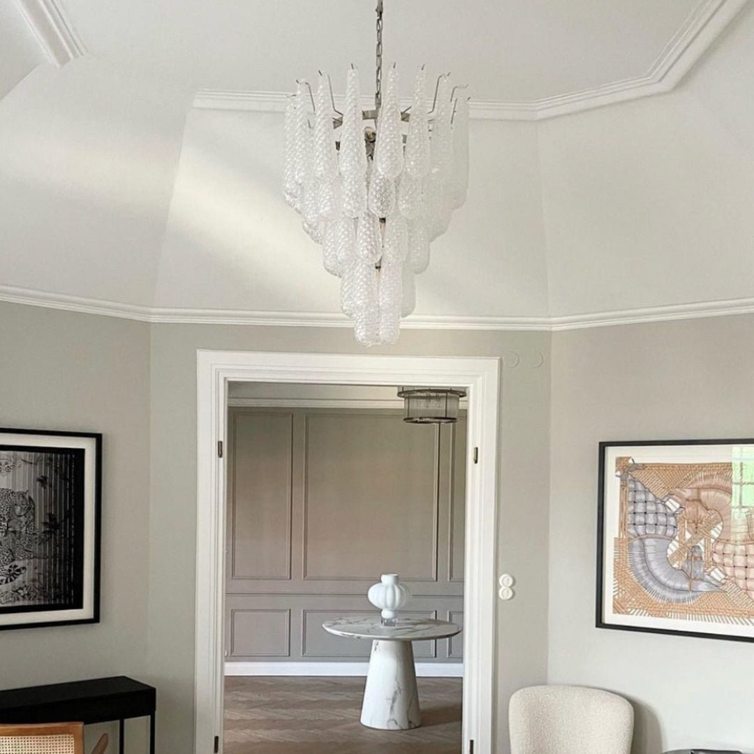 Aurora Chandelier Clear Murano Glass Dewdrop Layered