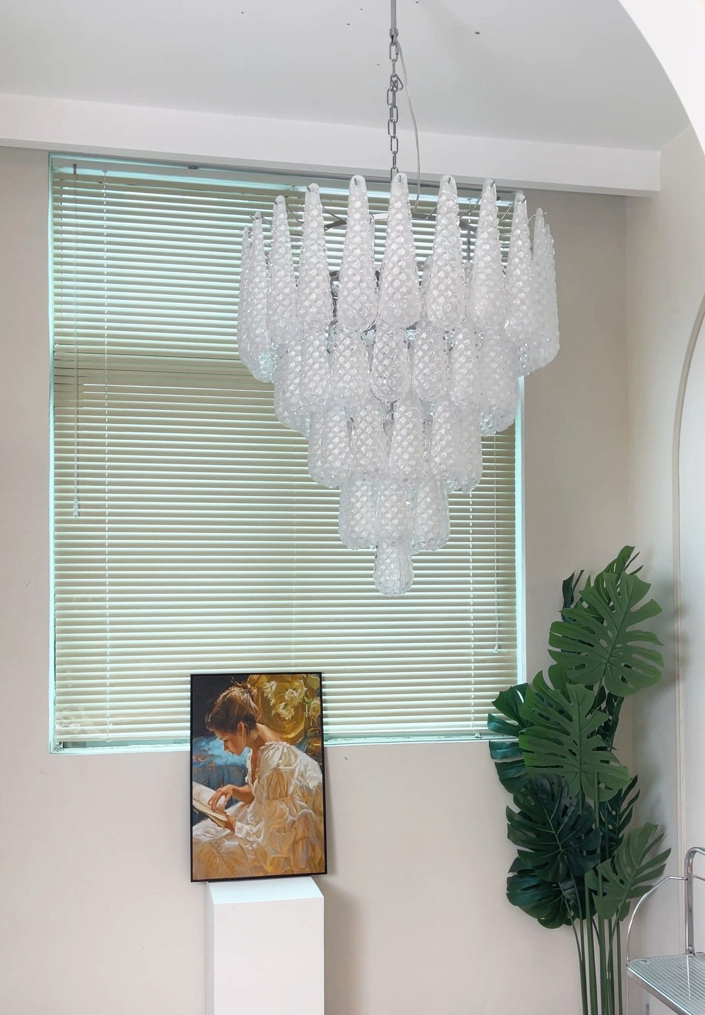 Aurora Chandelier Clear Murano Glass Dewdrop Layered
