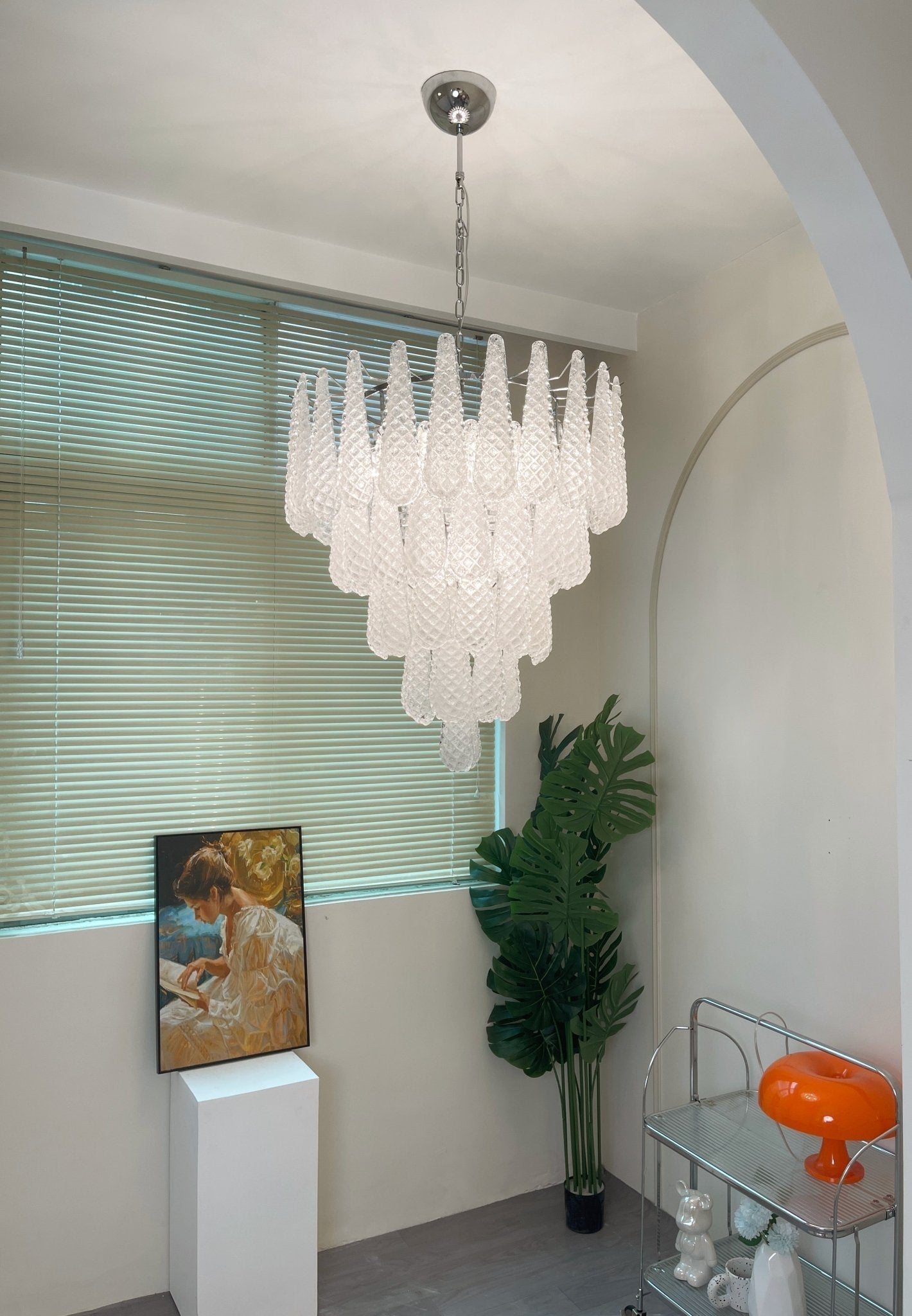 Aurora Chandelier Clear Murano Glass Dewdrop Layered