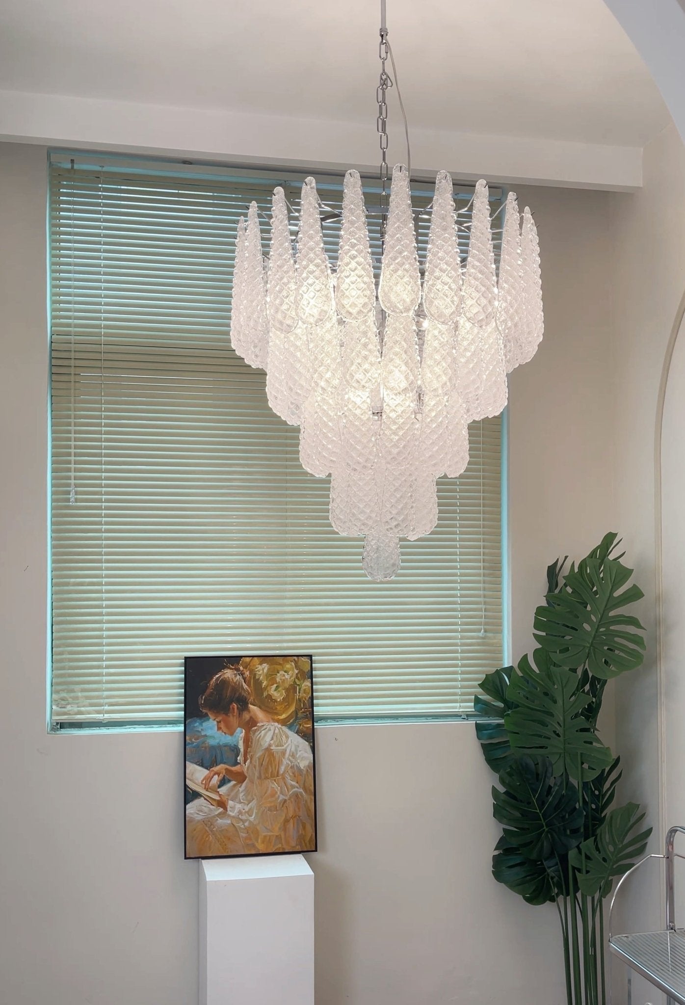 Aurora Chandelier Clear Murano Glass Dewdrop Layered