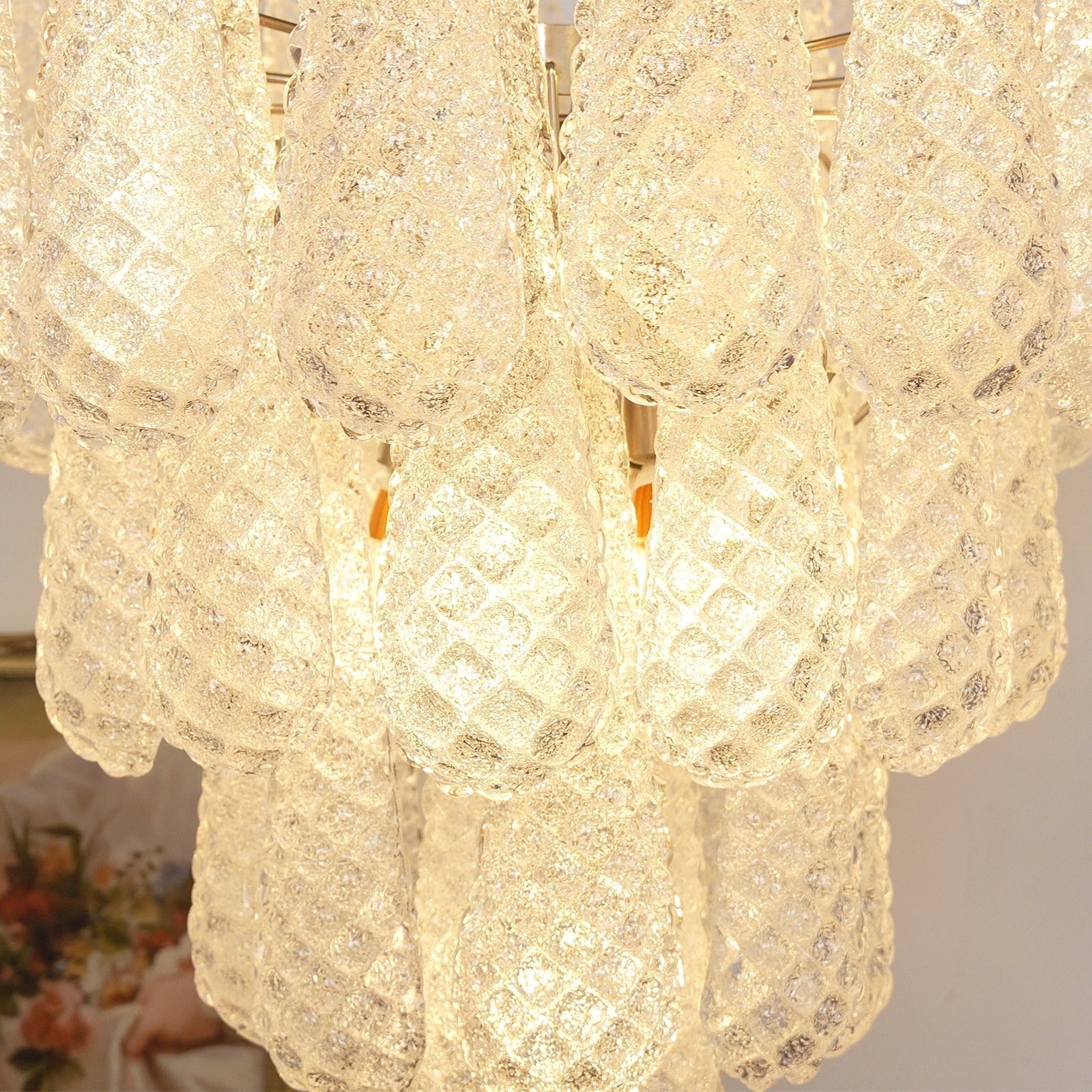 Aurora Chandelier Clear Murano Glass Dewdrop Layered