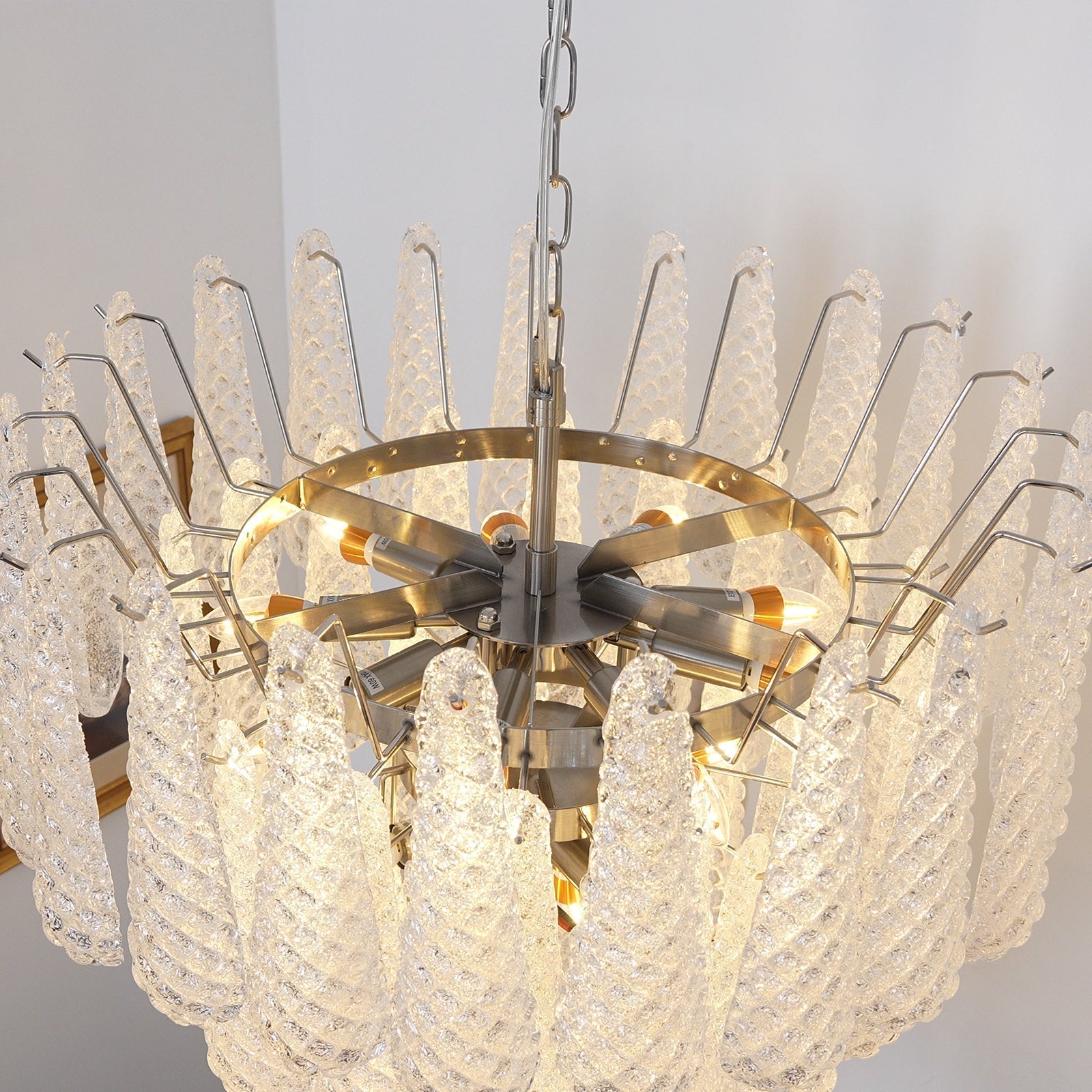 Aurora Chandelier Clear Murano Glass Dewdrop Layered