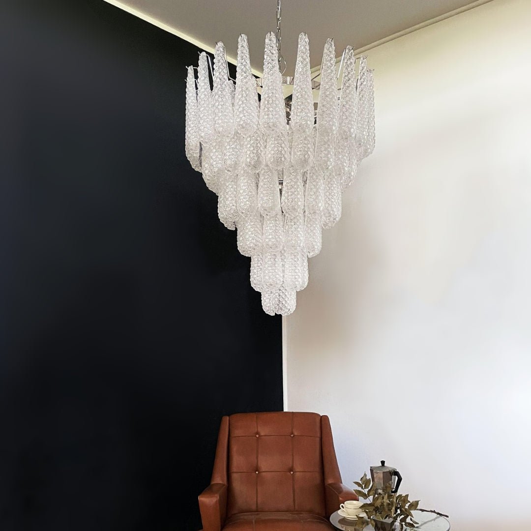 Aurora Chandelier Clear Murano Glass Dewdrop Layered