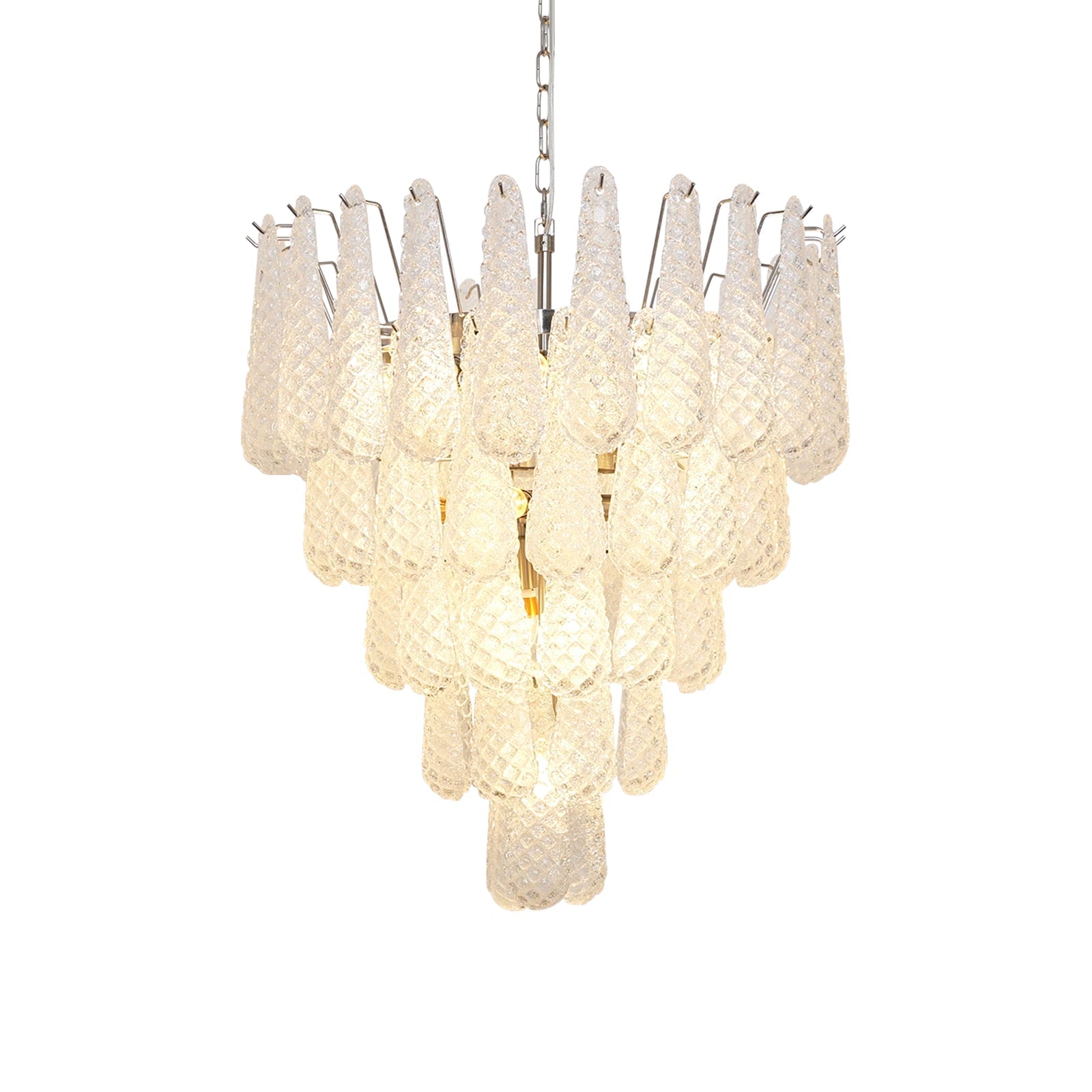 Aurora Chandelier Clear Murano Glass Dewdrop Layered