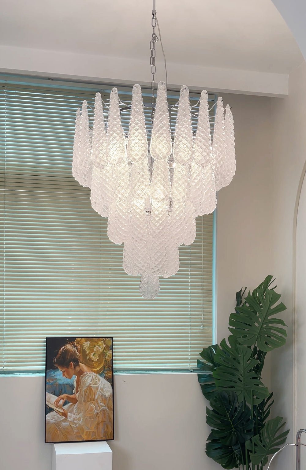 Aurora Chandelier Clear Droplets Murano Glass Waterfall Diamond