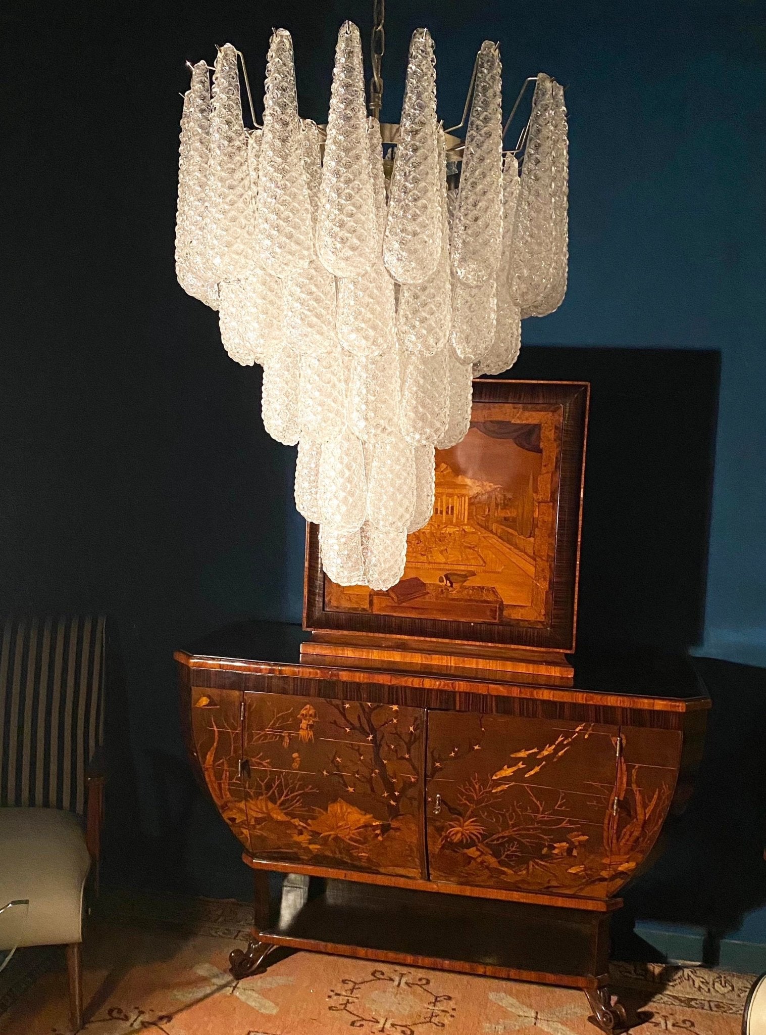 Aurora Chandelier Clear Droplets Murano Glass Waterfall Diamond