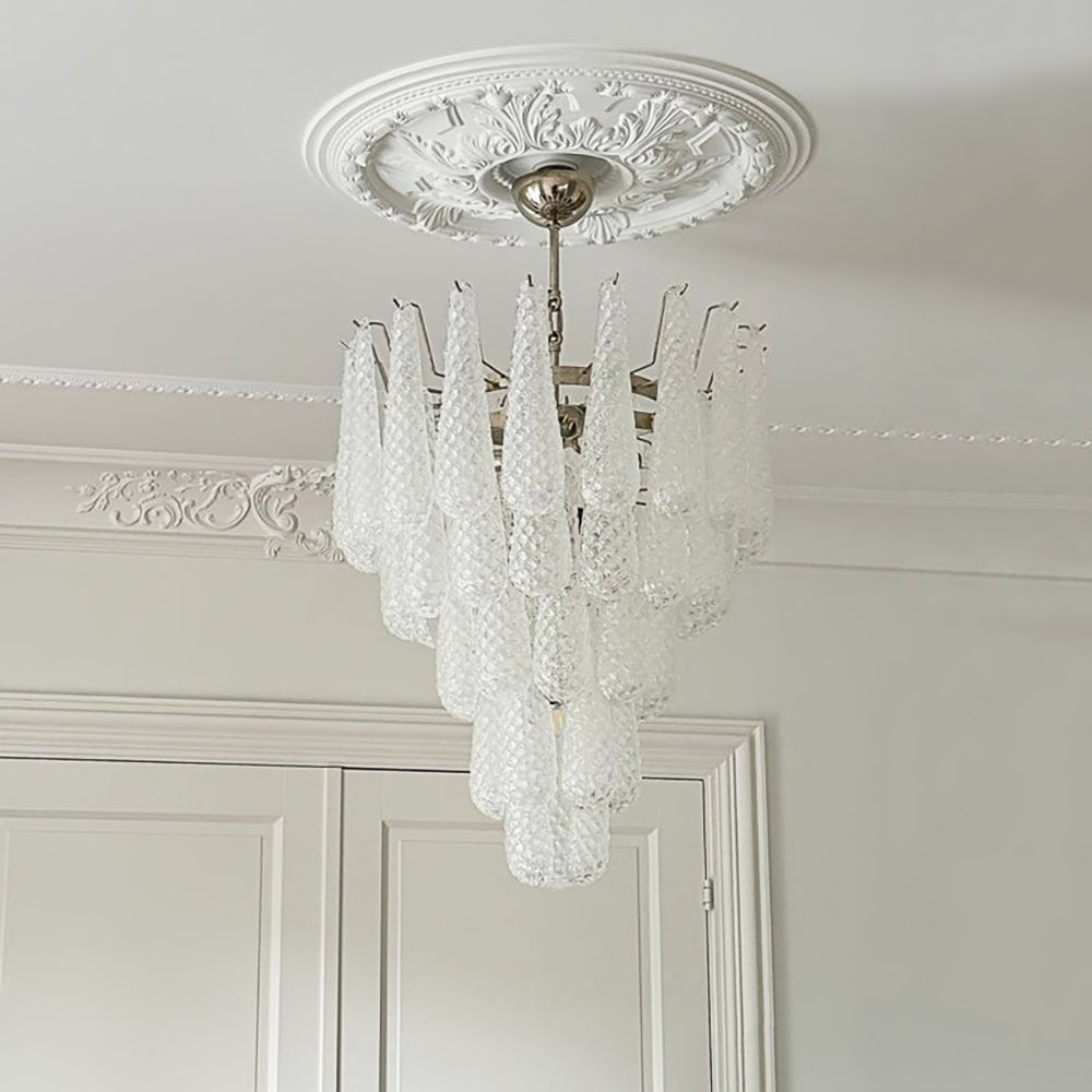 Aurora Chandelier Clear Droplets Murano Glass Waterfall Diamond
