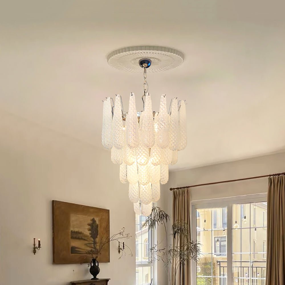 Aurora Chandelier Clear Droplets Murano Glass Waterfall Diamond