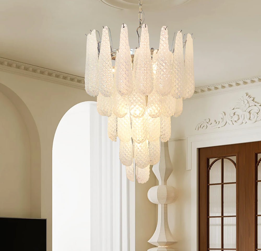 Aurora Chandelier Clear Droplets Murano Glass Waterfall Diamond