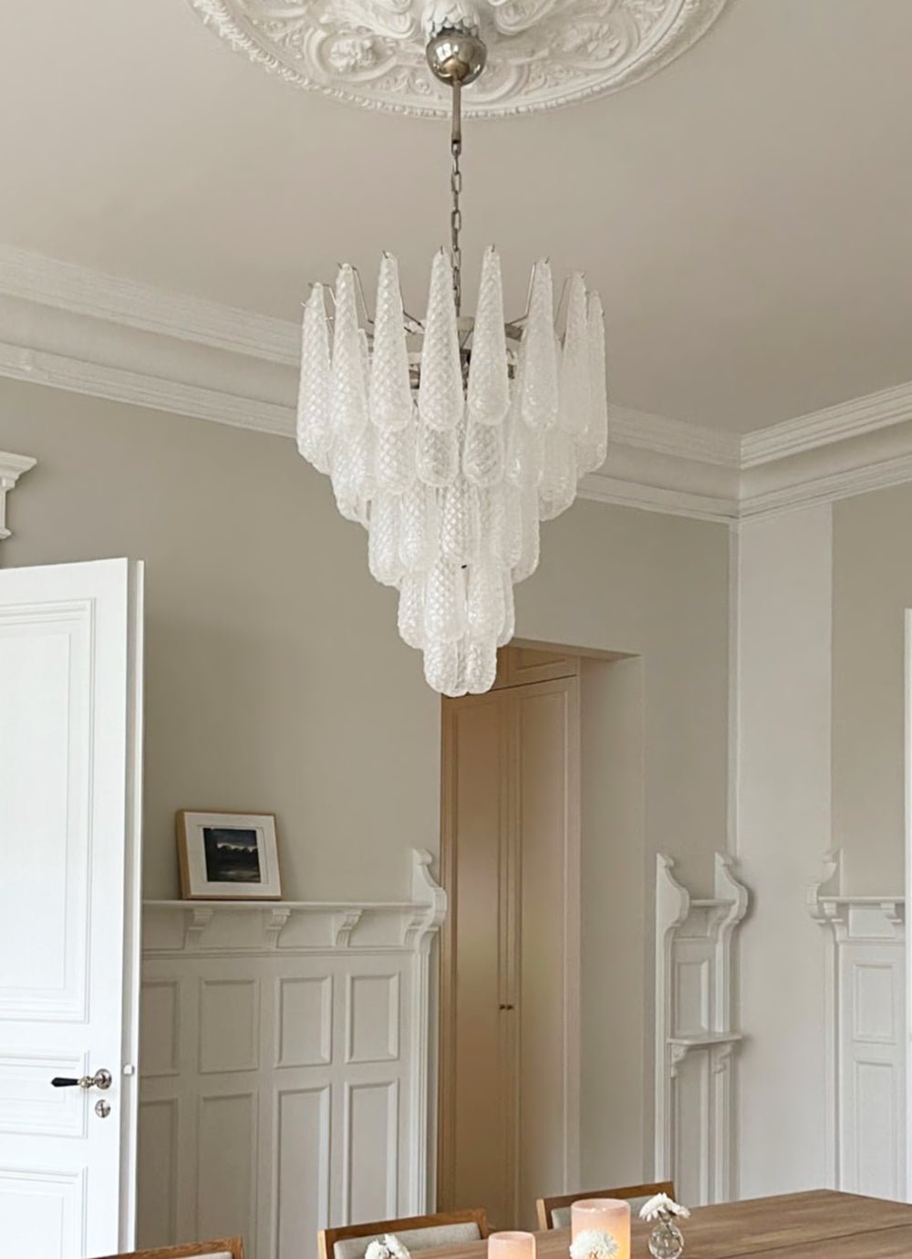 Aurora Chandelier Clear Droplets Murano Glass Waterfall Diamond