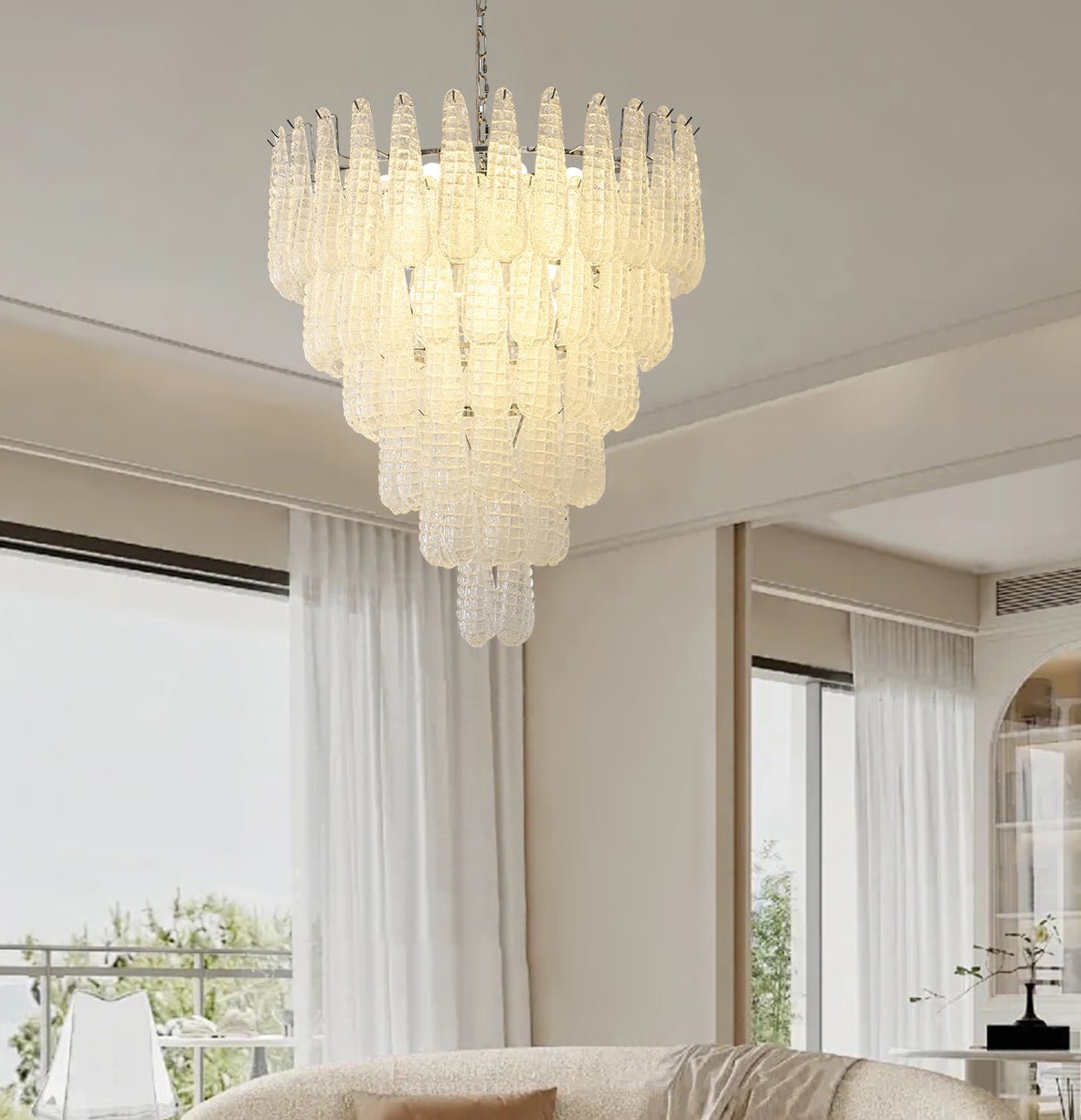 Aurora Chandelier Pinecone Murano Glass Textured Luxury