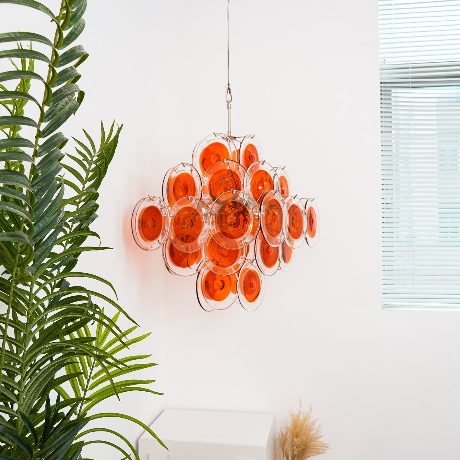 Aurora Chandelier Orange Murano Glass Disc Layered