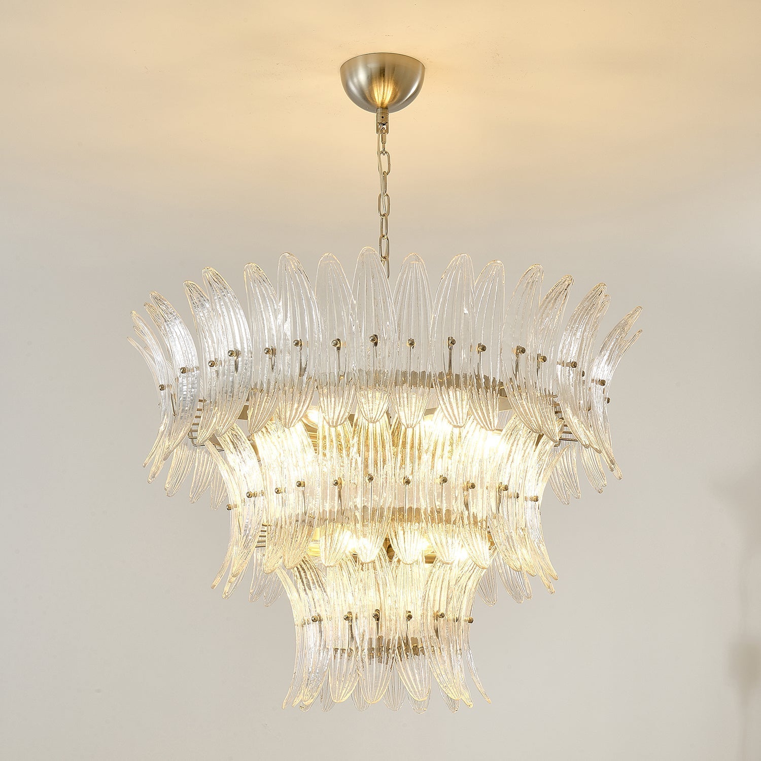 Aurora Chandelier Murano Glass Palmette Leaf Tiered - Blowlighting