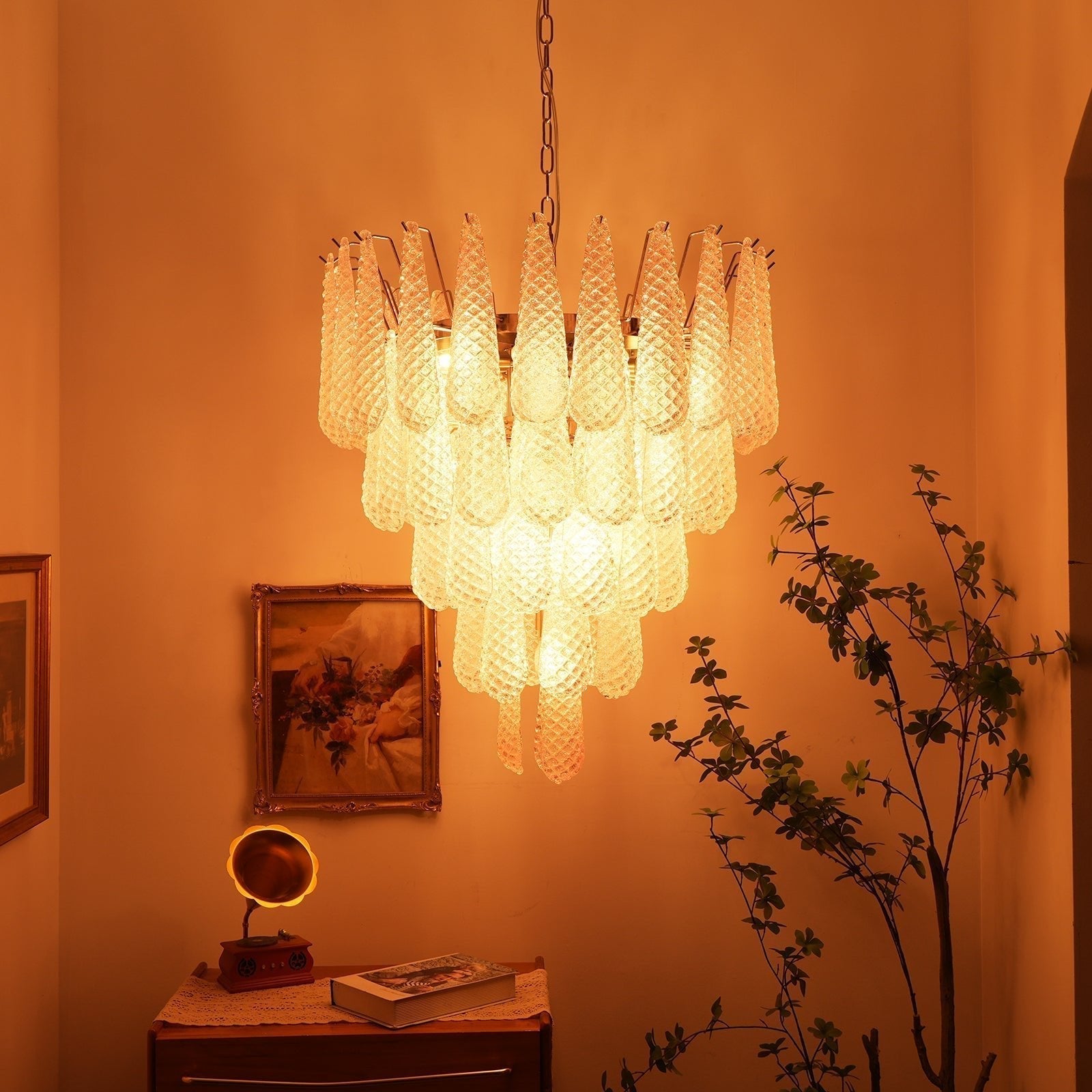 Aurora Chandelier Pink Dewdrop Cascading Romantic - Neutralighting