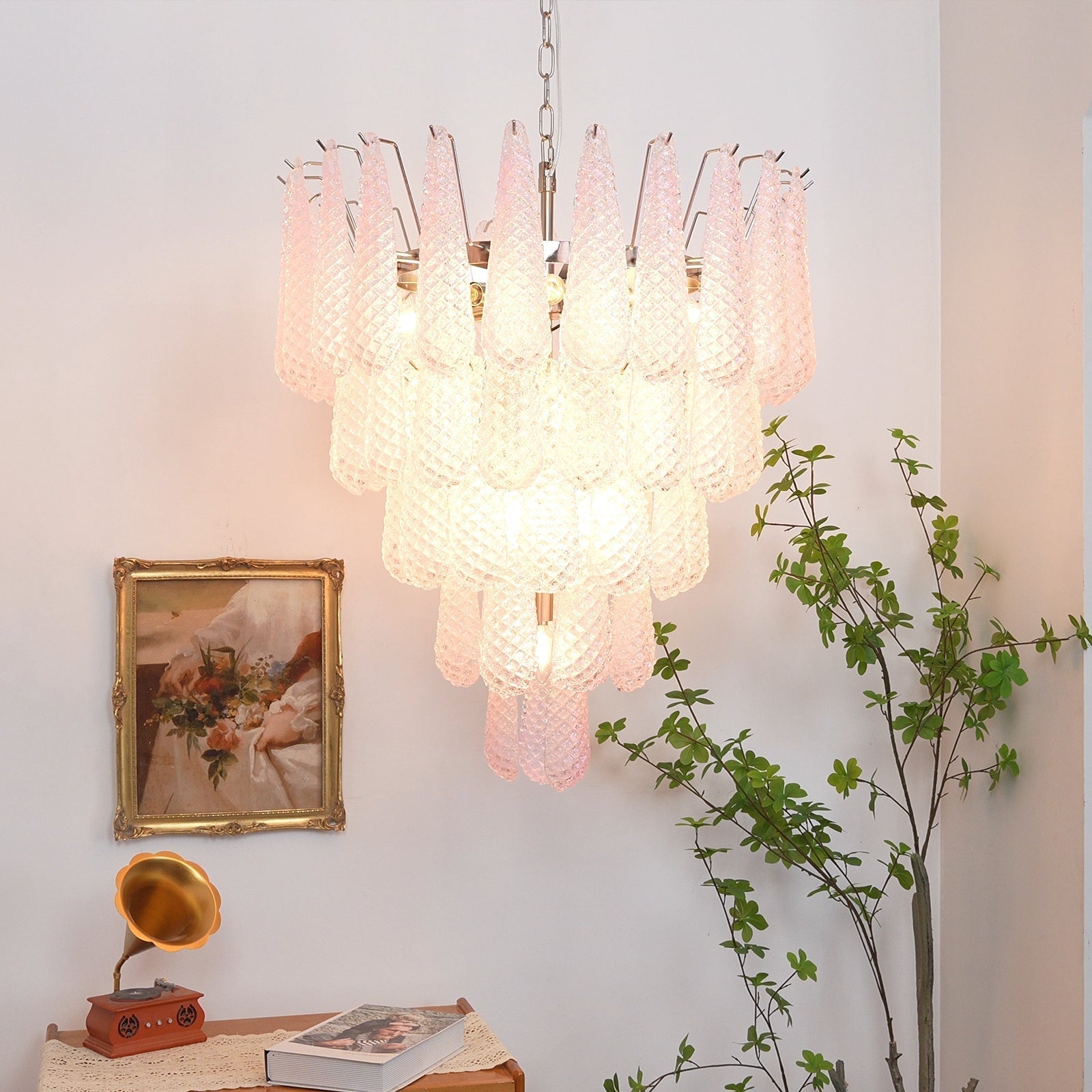 Aurora Chandelier Pink Dewdrop Cascading Romantic - Neutralighting