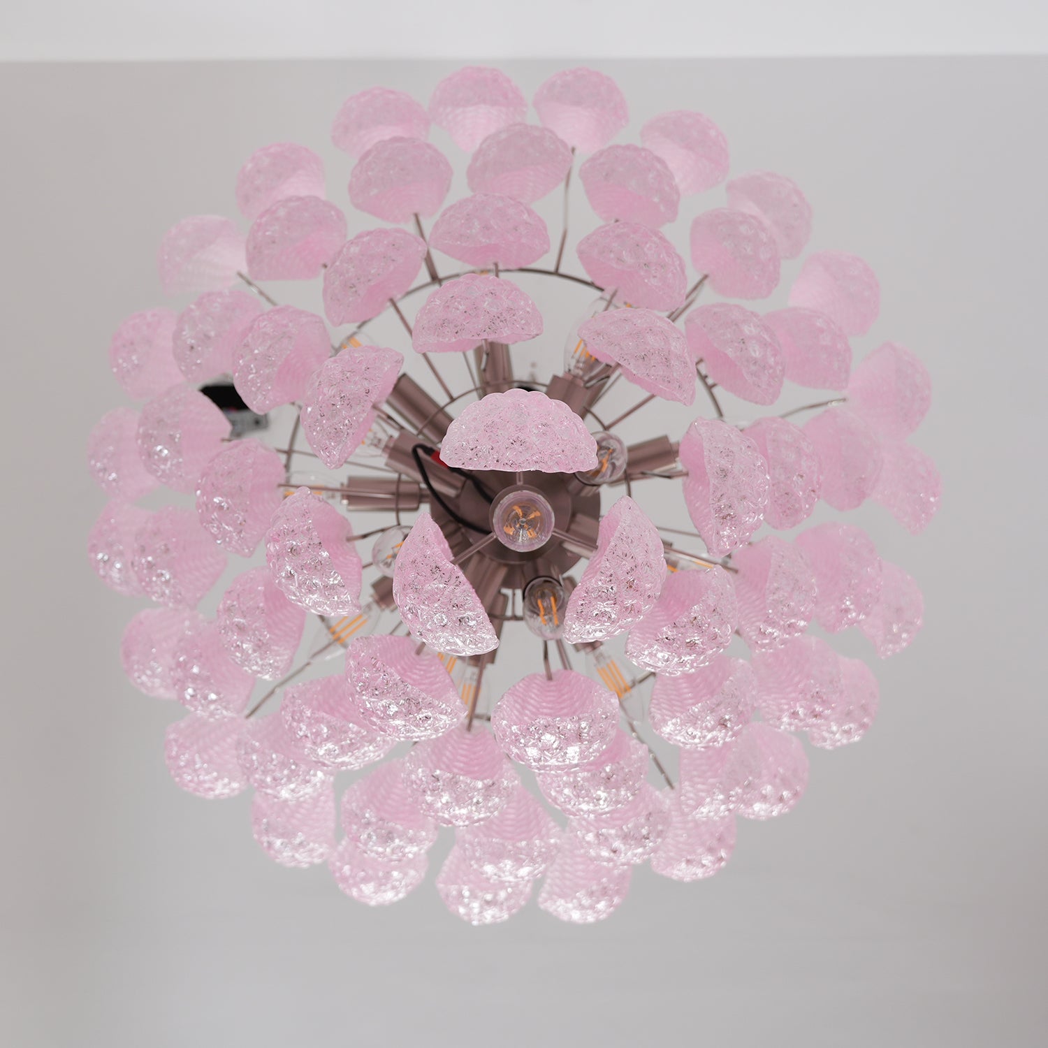 Aurora Chandelier Pink Droplet Murano Glass Diamond Pattern Waterfall